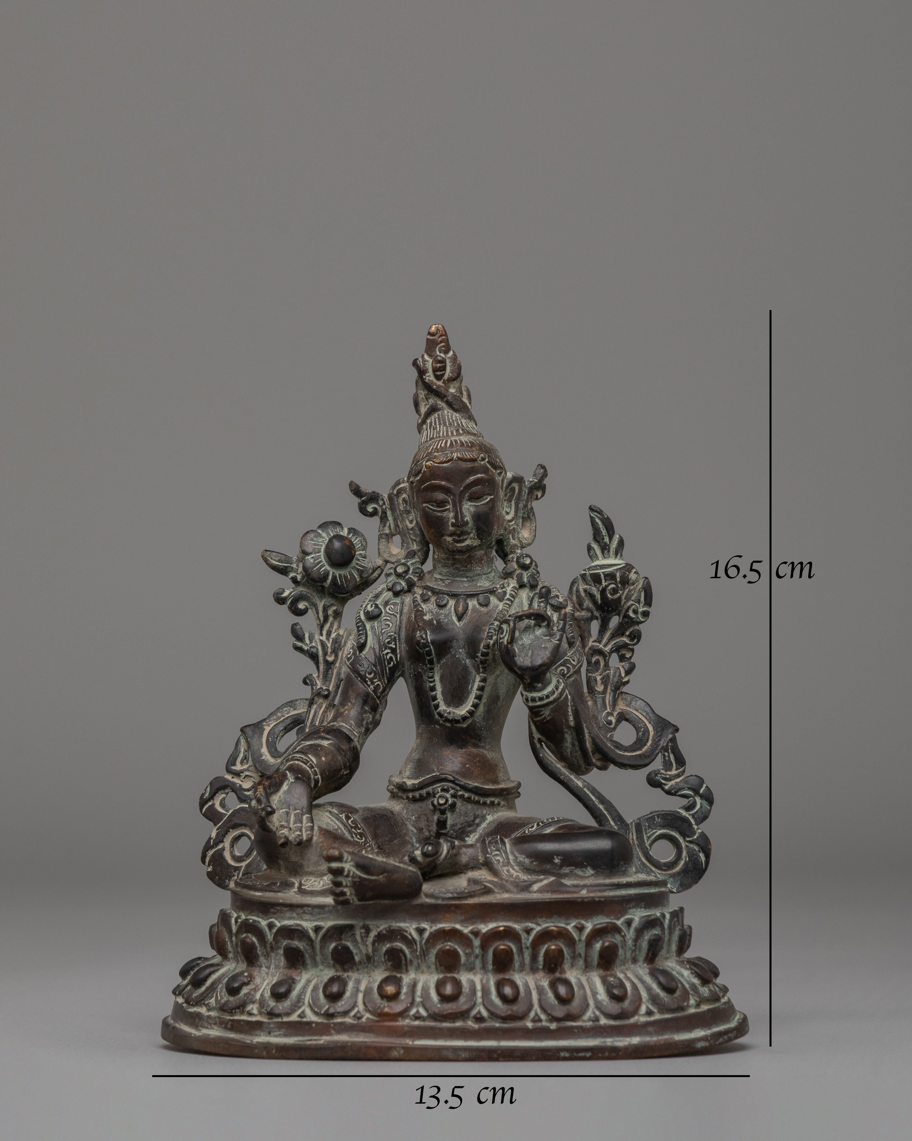 Traditional Green Tara Sculpture | Handcrafted Tibetan Goddess Figurine