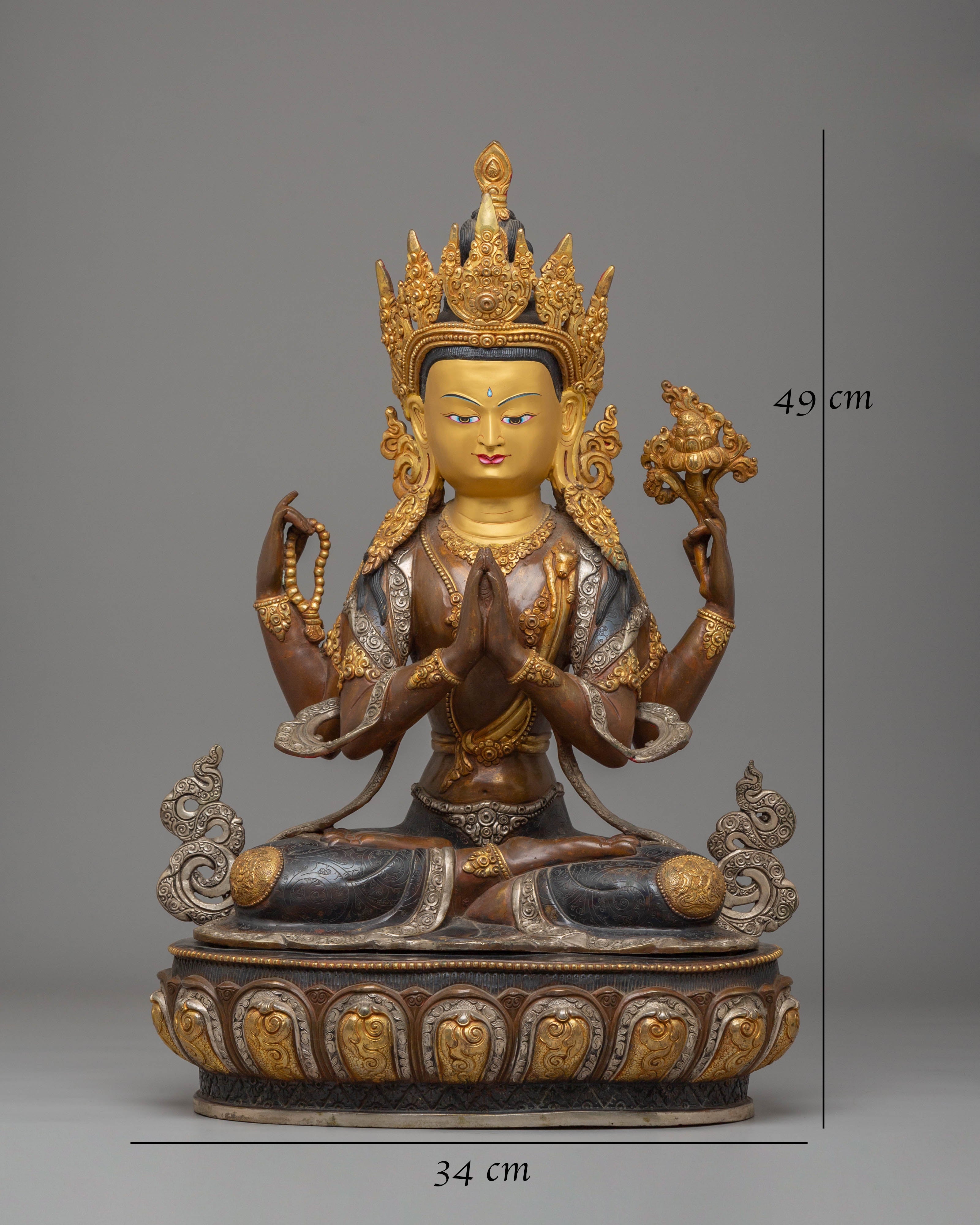 Handcrafted Buddhist Chenrezig Statue | Tibetan Buddhist Deity