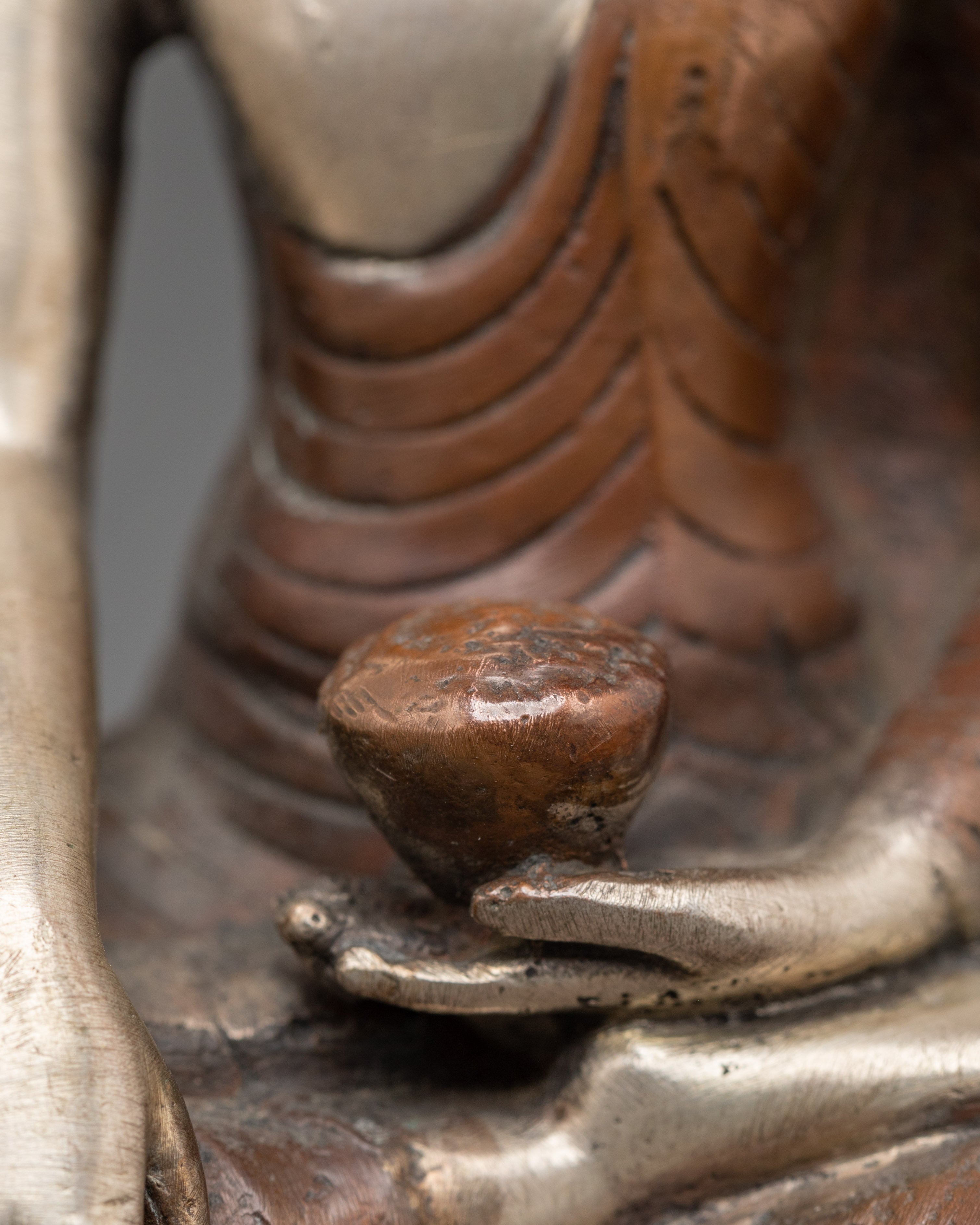 Handmade Awakened Shakyamuni Buddha Statue | Silver Plated Meditation Decor