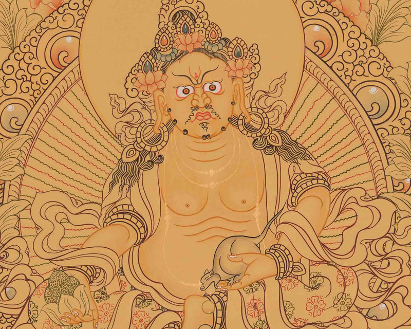 Yellow Dzambala Thangka | Religious Painting