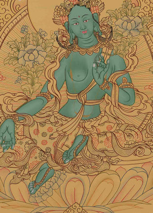 Beautifully Hand-Painted Green Tara | uddhist Traditional Painting