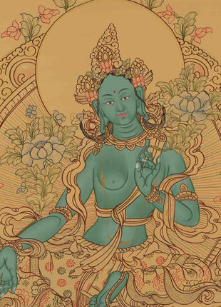 Beautifully Hand-Painted Green Tara | uddhist Traditional Painting