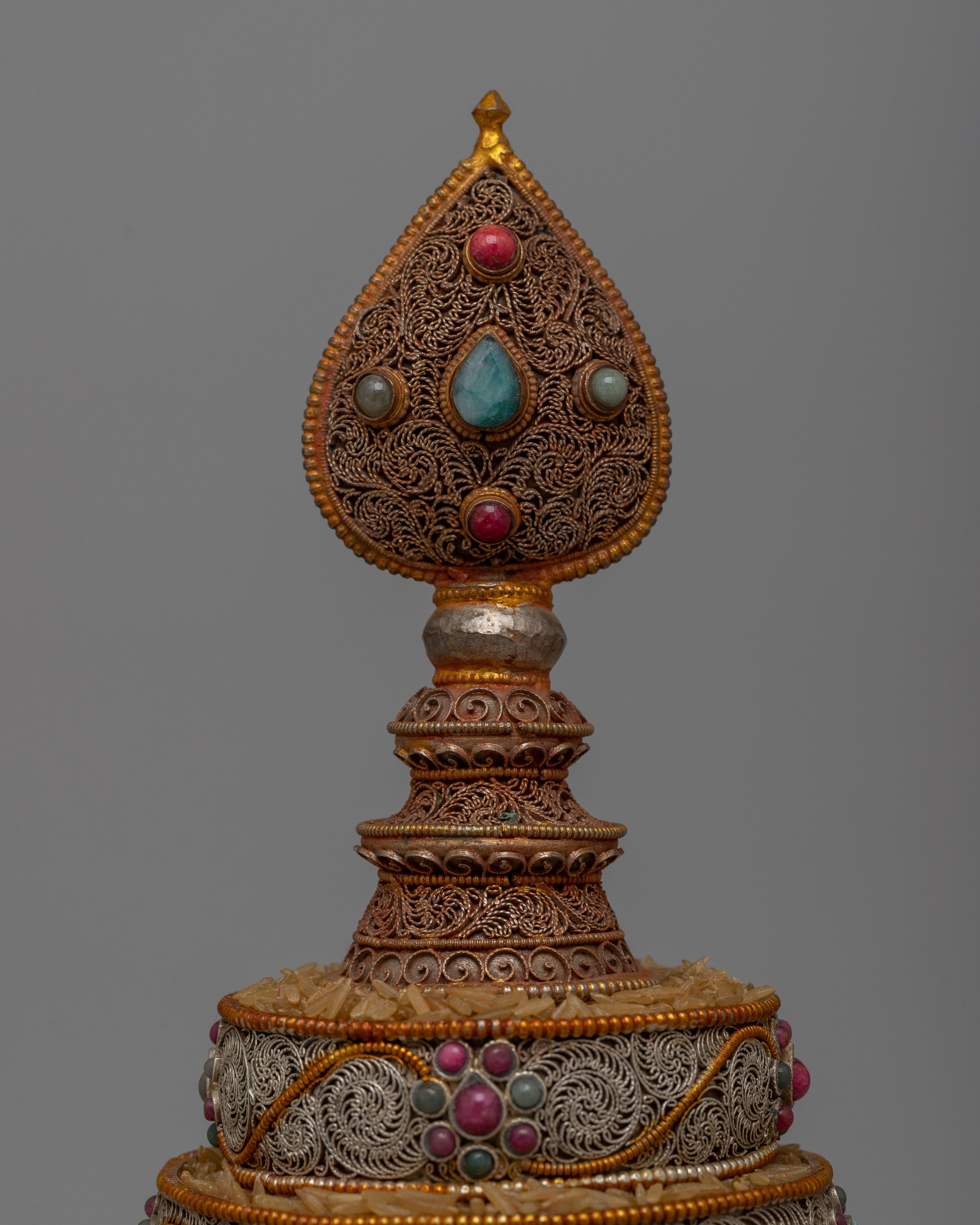 Copper Filigree Mandala Set | Intricately Crafted with Gemstone Inlay for Spiritual Elegance