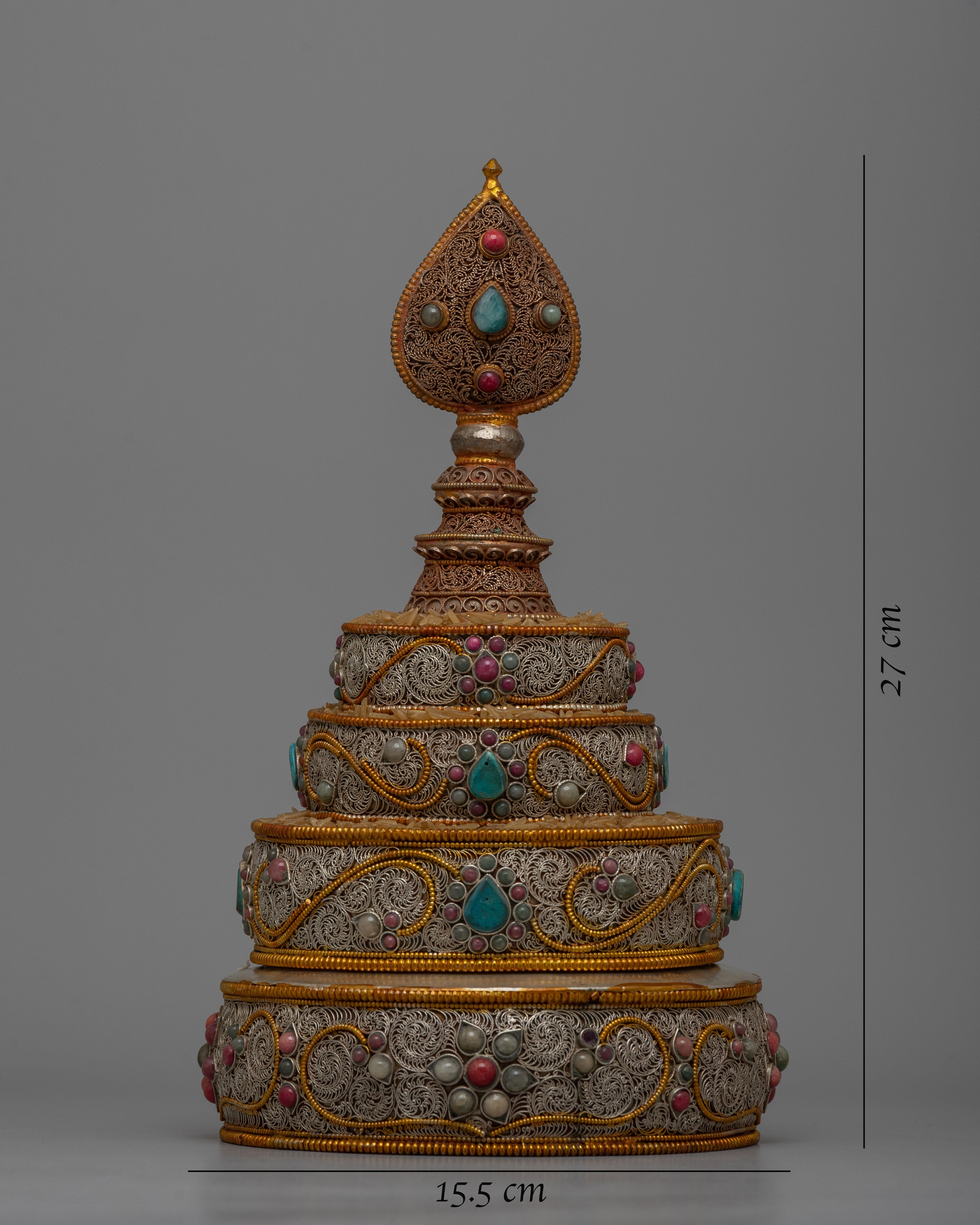 Copper Filigree Mandala Set | Intricately Crafted with Gemstone Inlay for Spiritual Elegance