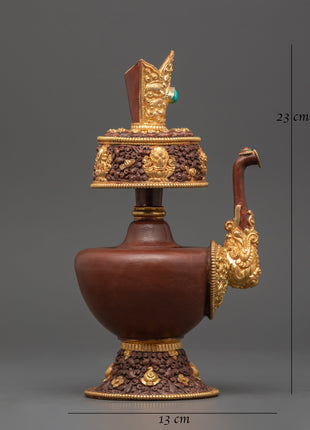 Gold-Plated Bhumba Ritual Set with Turquoise | Spiritual Decor
