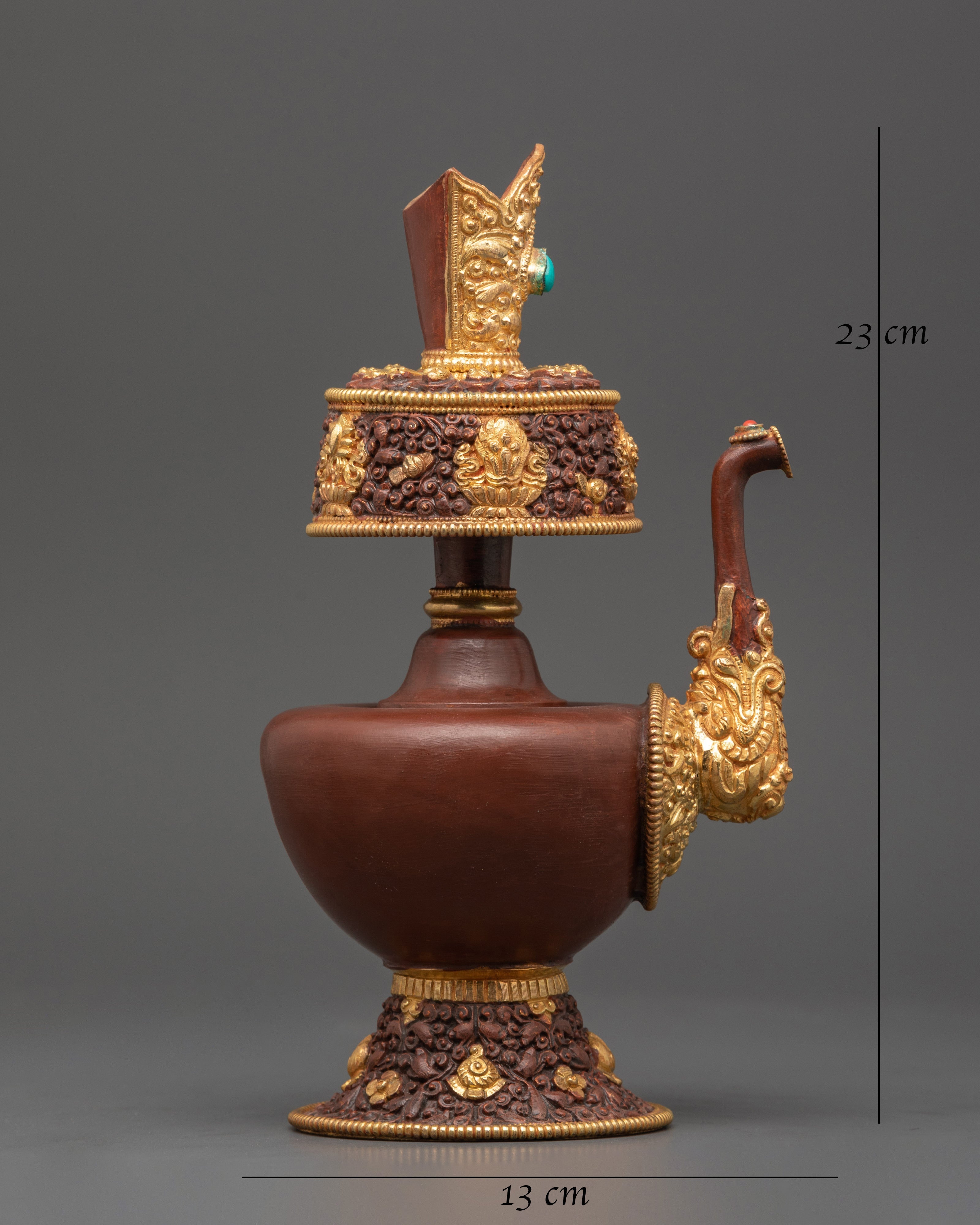 Gold-Plated Bhumba Ritual Set with Turquoise | Spiritual Decor