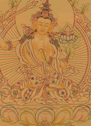 Beautifully Hand-Painted Manjushri Thangka | Traditional Artwork