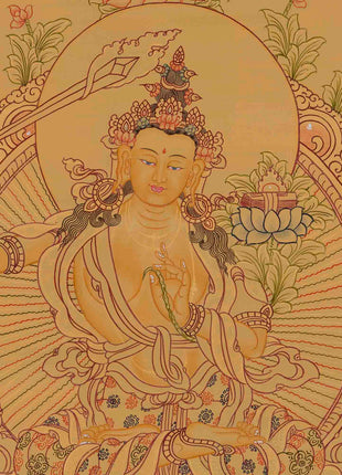 Beautifully Hand-Painted Manjushri Thangka | Traditional Artwork