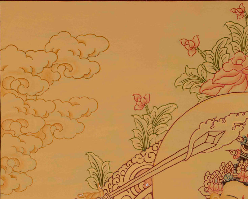 Beautifully Hand-Painted Manjushri Thangka | Traditional Artwork