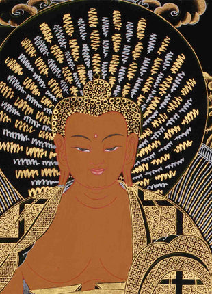 Shakyamuni Buddha Gold Silver Thangka | Perfect for your Meditation Room