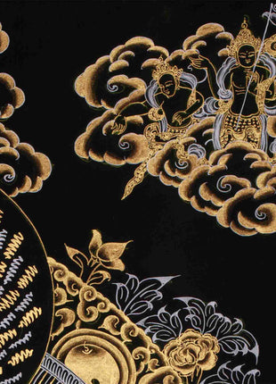 Shakyamuni Buddha Gold Silver Thangka | Perfect for your Meditation Room