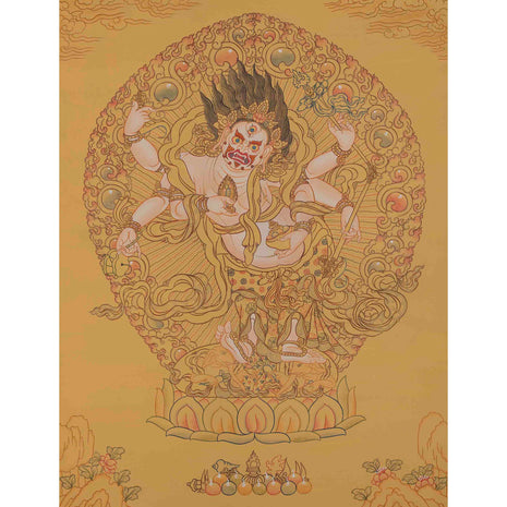 White Mahakala Thangka Painting | Traditional Himalayan Arts