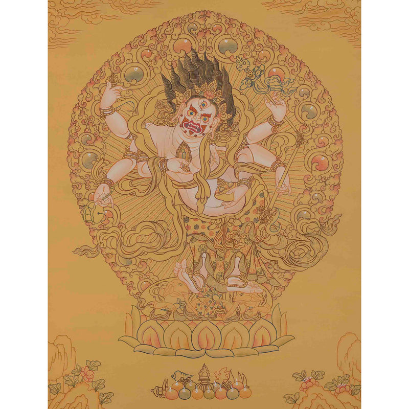 White Mahakala Thangka Painting | Traditional Himalayan Arts