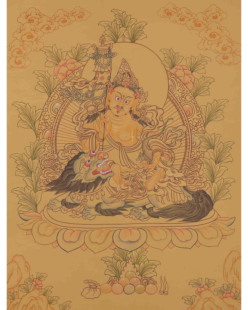 Namtoshe Thangka with Yellow Background | Tibetan Art For Meditation