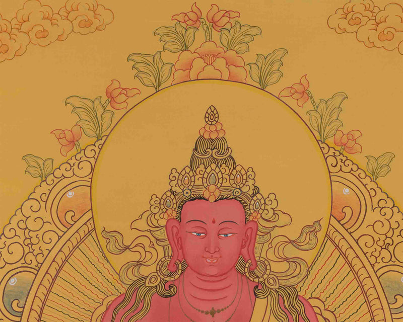 Amitayus Buddha Thangka Painting | Traditional Buddhist Arts