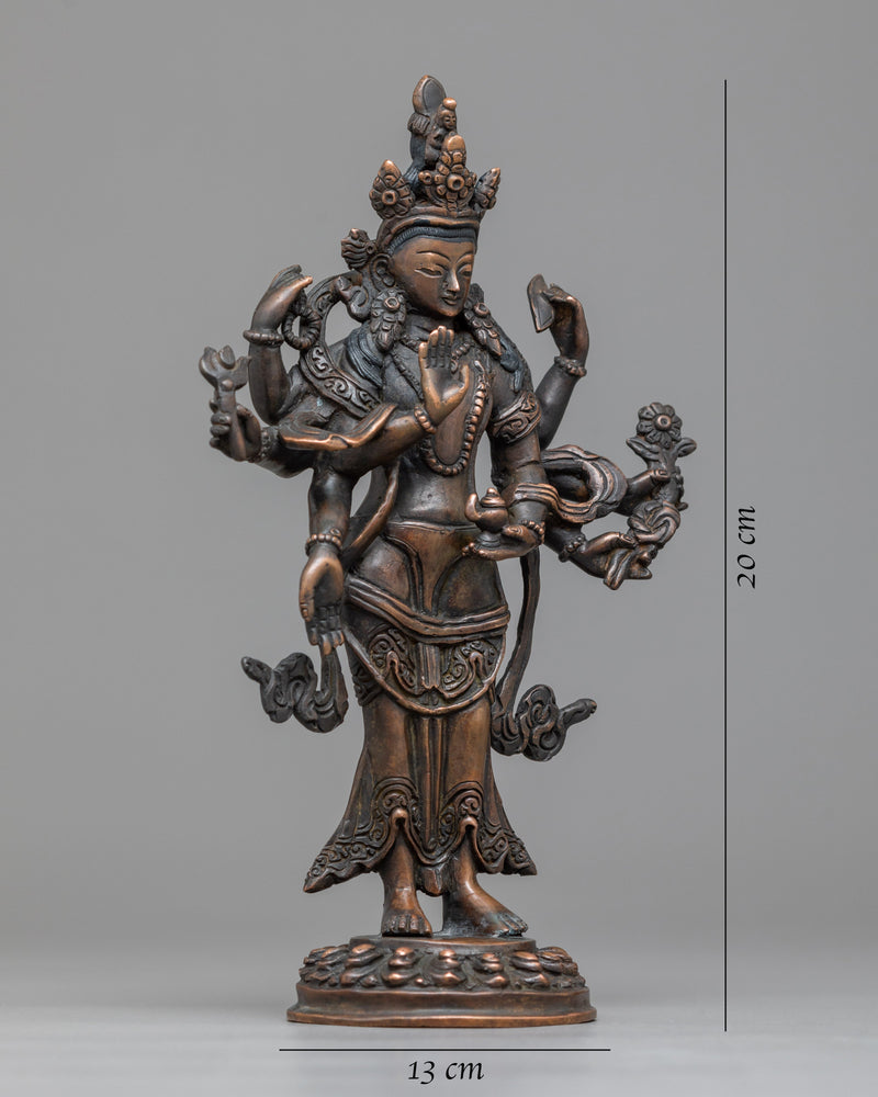 Amoghapasha Lokeshvara Statue | Crafted in Oxidized Copper, Radiating Divine Presence