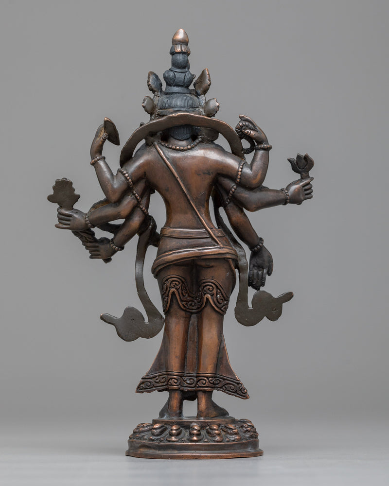 Amoghapasha Lokeshvara Statue | Crafted in Oxidized Copper, Radiating Divine Presence