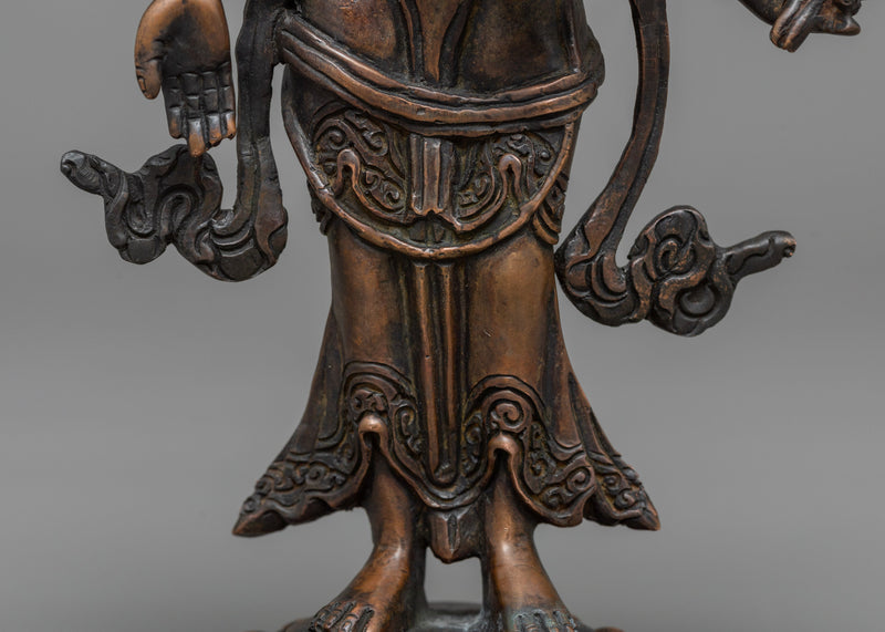 Amoghapasha Lokeshvara Statue | Crafted in Oxidized Copper, Radiating Divine Presence