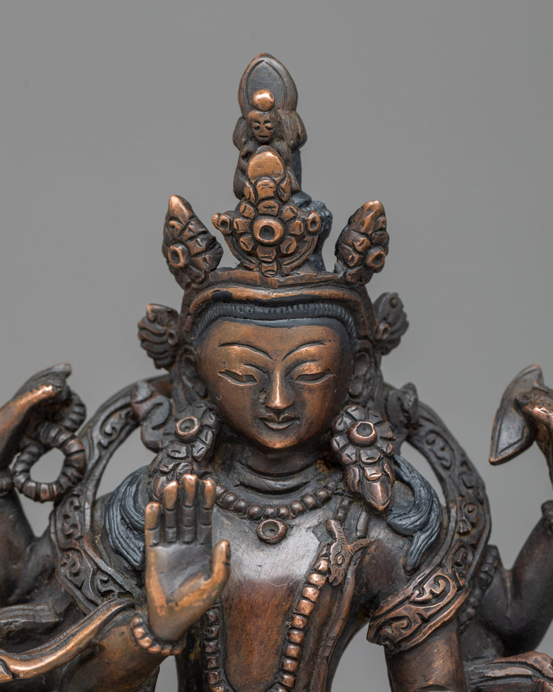 Amoghapasha Lokeshvara Statue | Crafted in Oxidized Copper, Radiating Divine Presence