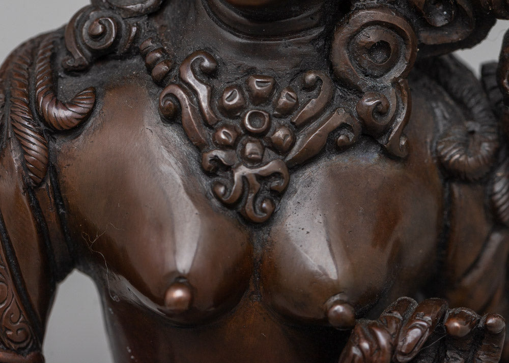 Female Buddah White Tara Statue | Inspiring Peace and Protection in Copper
