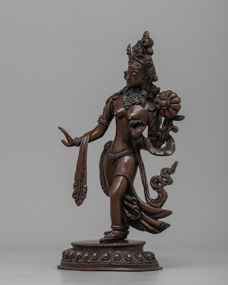 Female Buddah White Tara Statue | Inspiring Peace and Protection in Copper