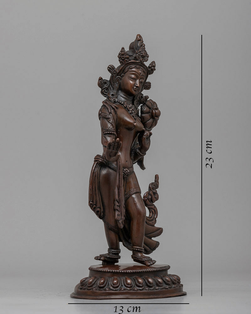 Female Buddah White Tara Statue | Inspiring Peace and Protection in Copper