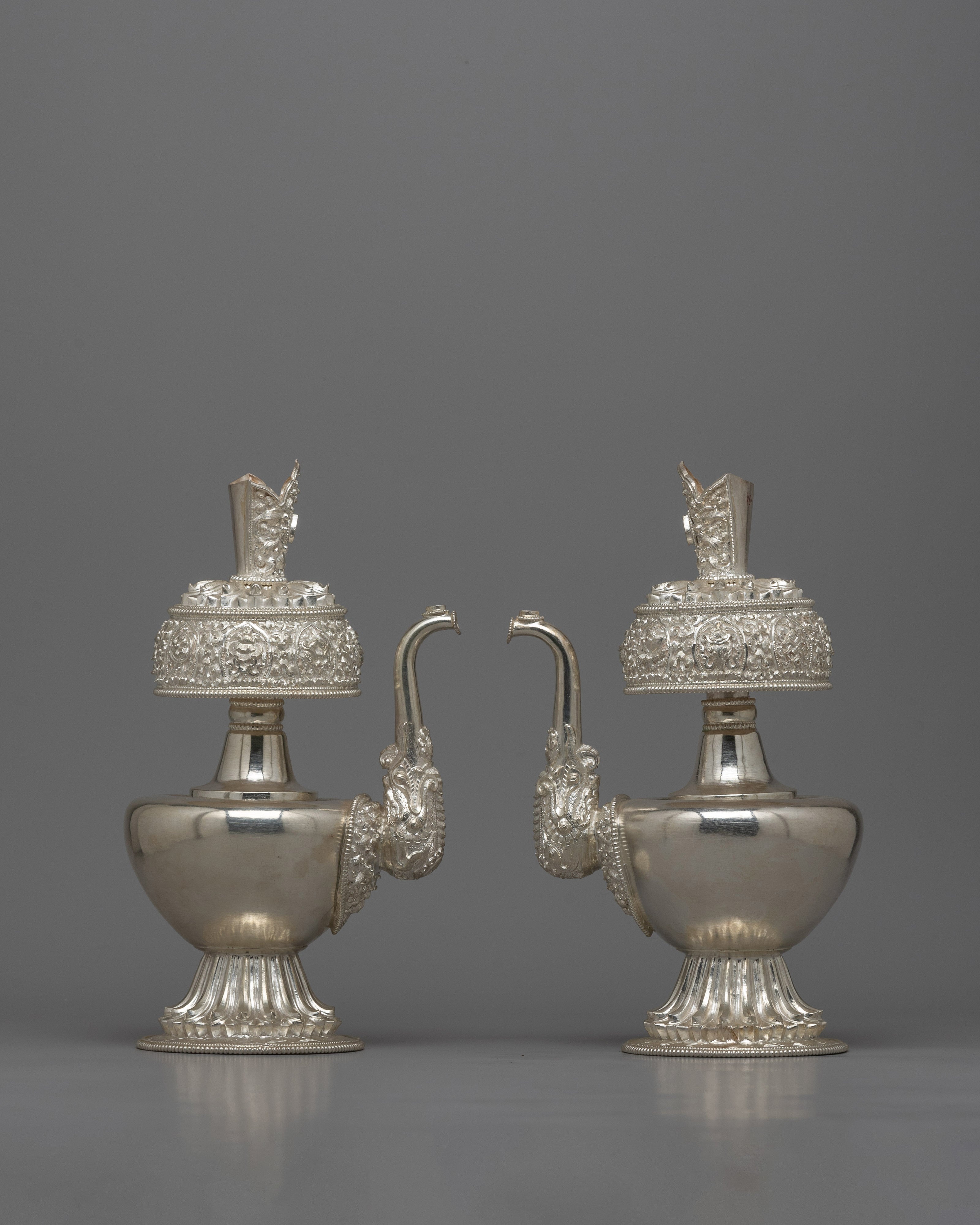 Tibetan Bumpa Vase Set | Religious Vessels for Ritual Significance and Cultural Heritage