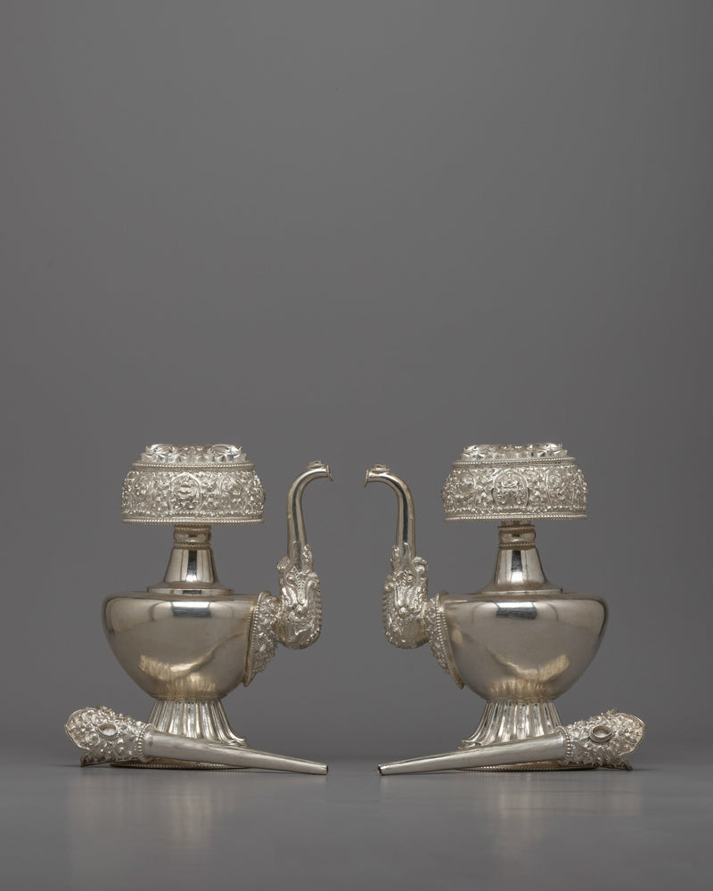 Tibetan Bumpa Vase Set | Religious Vessels for Ritual Significance and Cultural Heritage