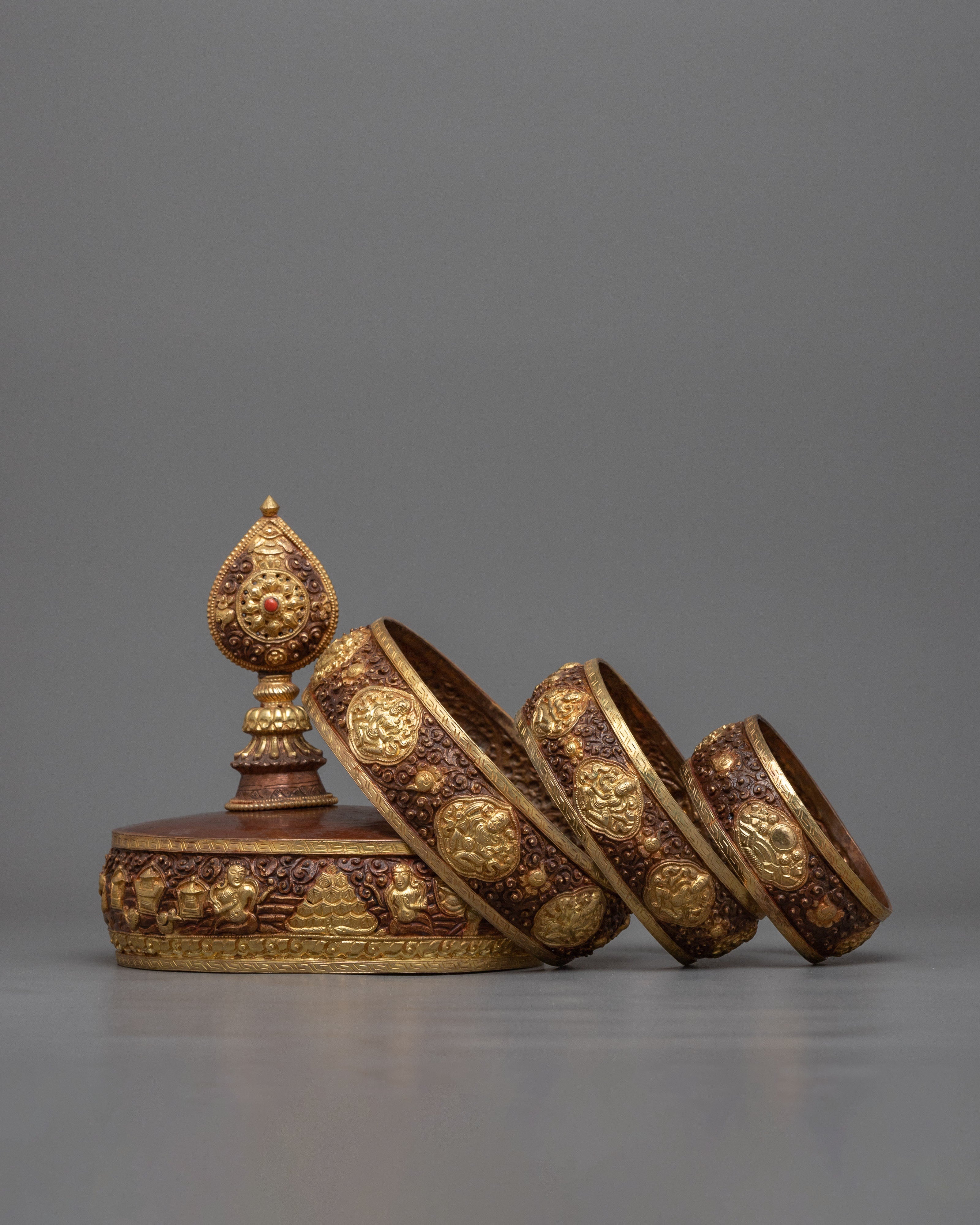 Gold Plated Mandala Set | Radiant Symbols of Spiritual Harmony and Enlightenment