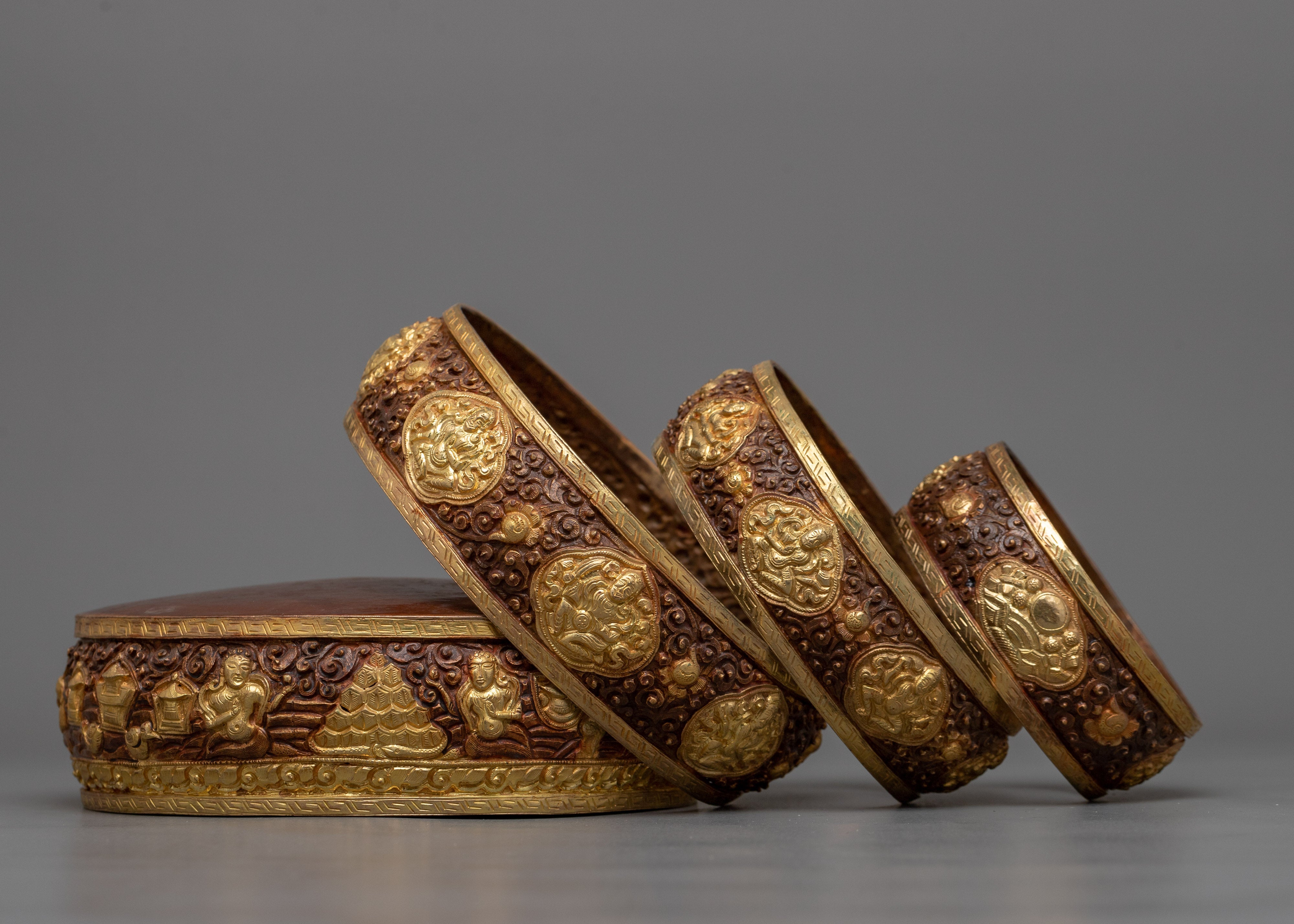 Gold Plated Mandala Set | Radiant Symbols of Spiritual Harmony and Enlightenment