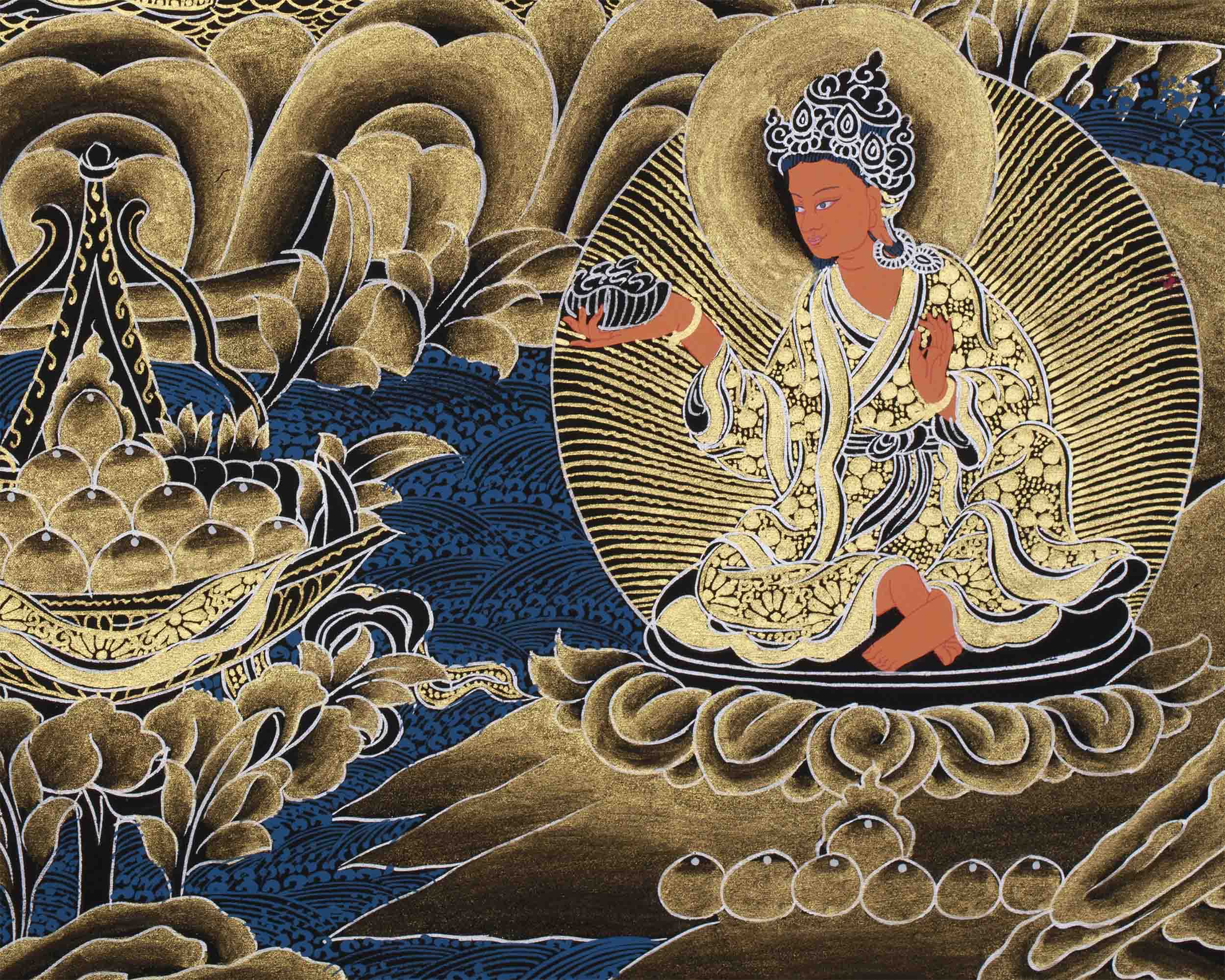 Guru Rinpoche Thangka | Hand-Painted Tibetan Buddhism Arts