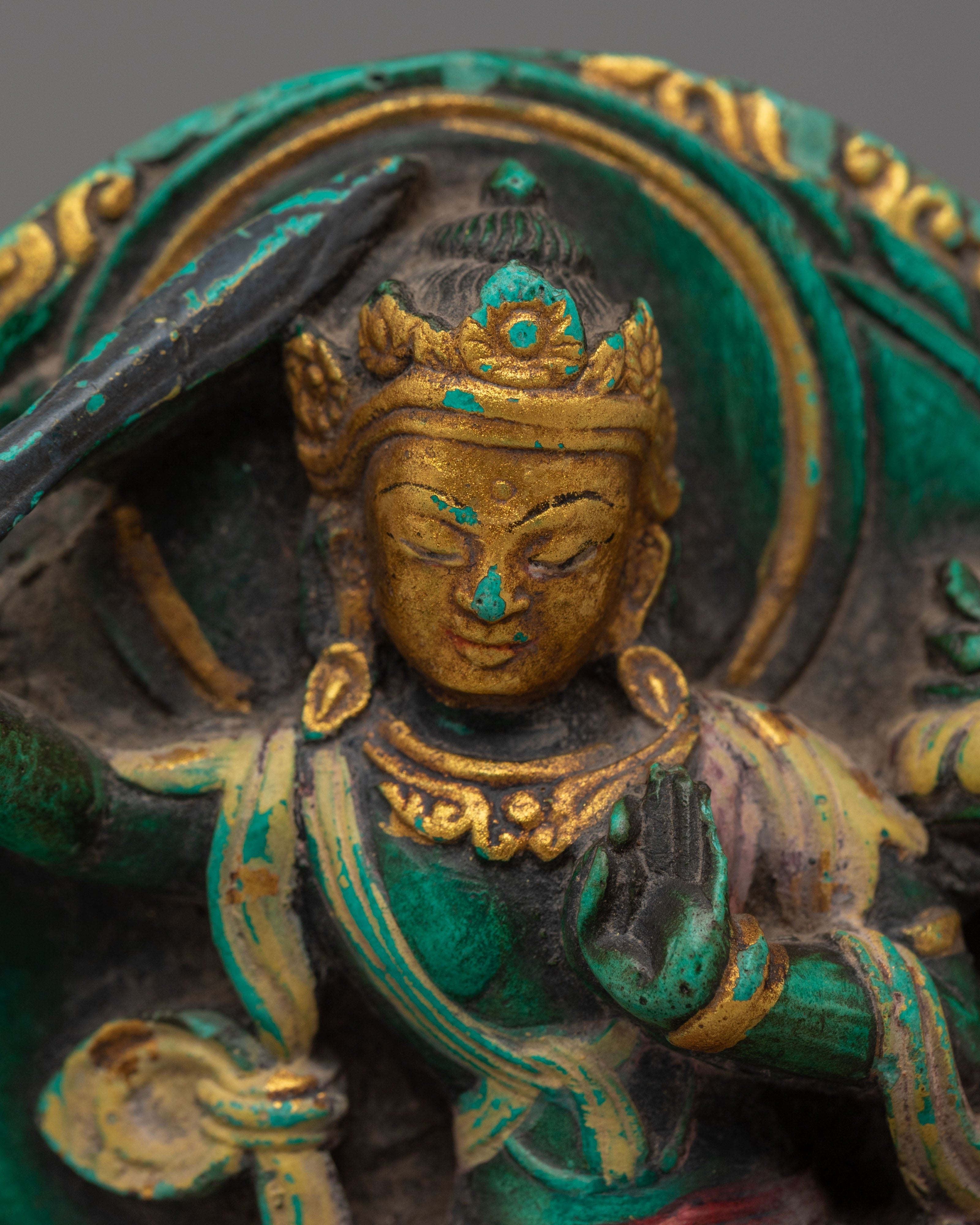 Handcrafted Sacred Manjushri Sculpture | Bodhisattva of Wisdom