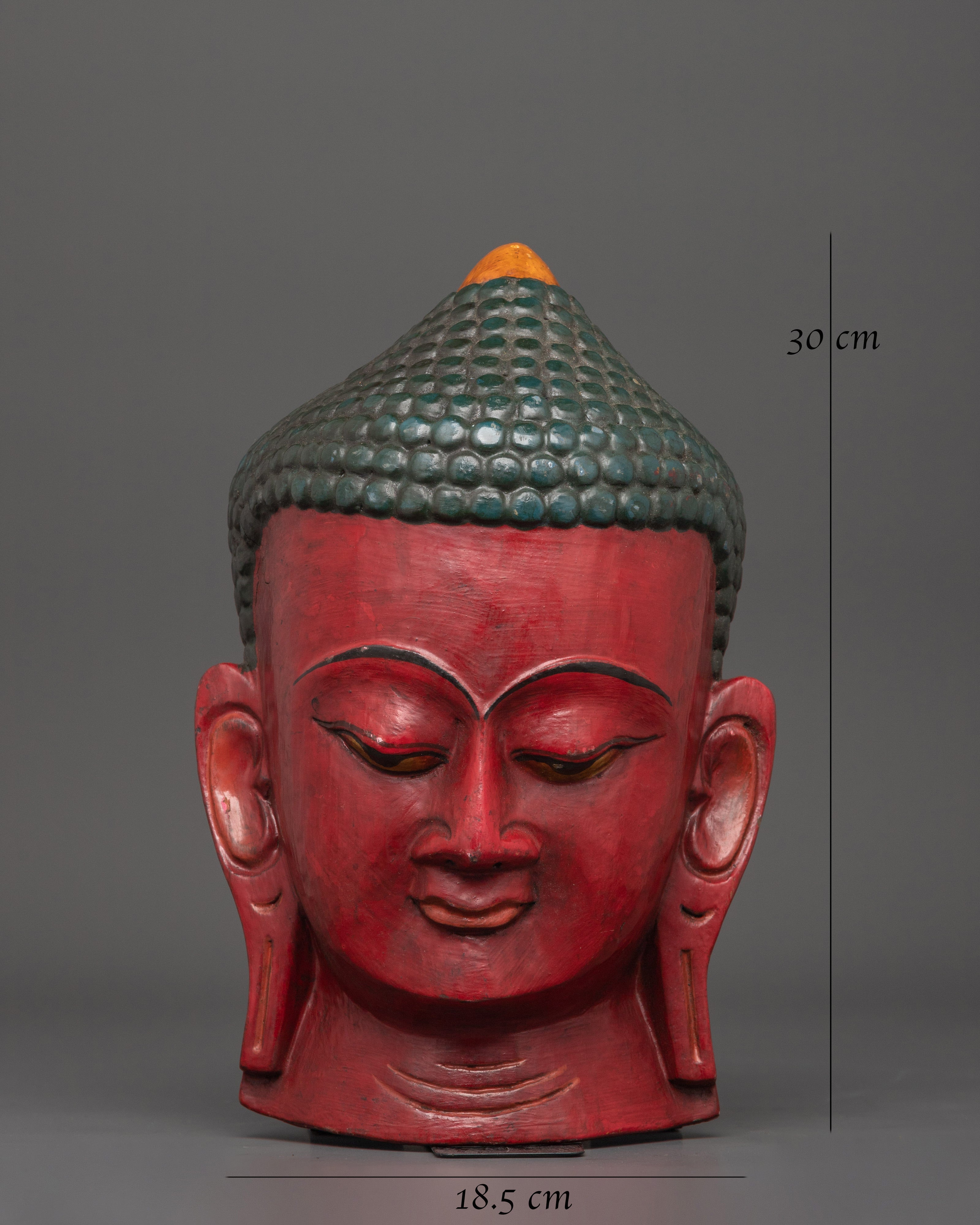 Buddha Red Wooden Wall Hanging Mask | Symbol of Serenity and Enlightenment