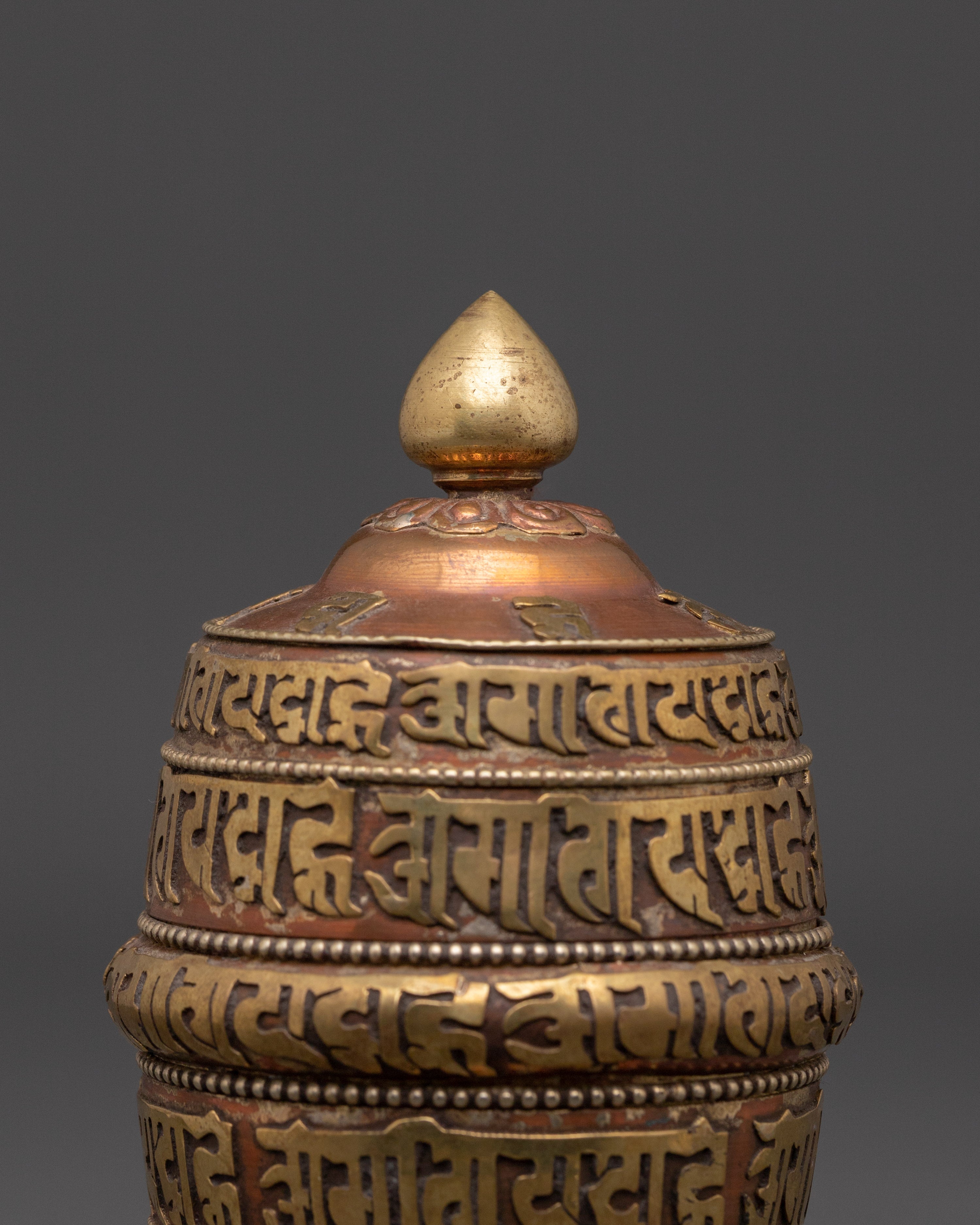 Handcrafted Prayer Wheel on Stand | Tibetan Sacred Religious Mantra Wheel