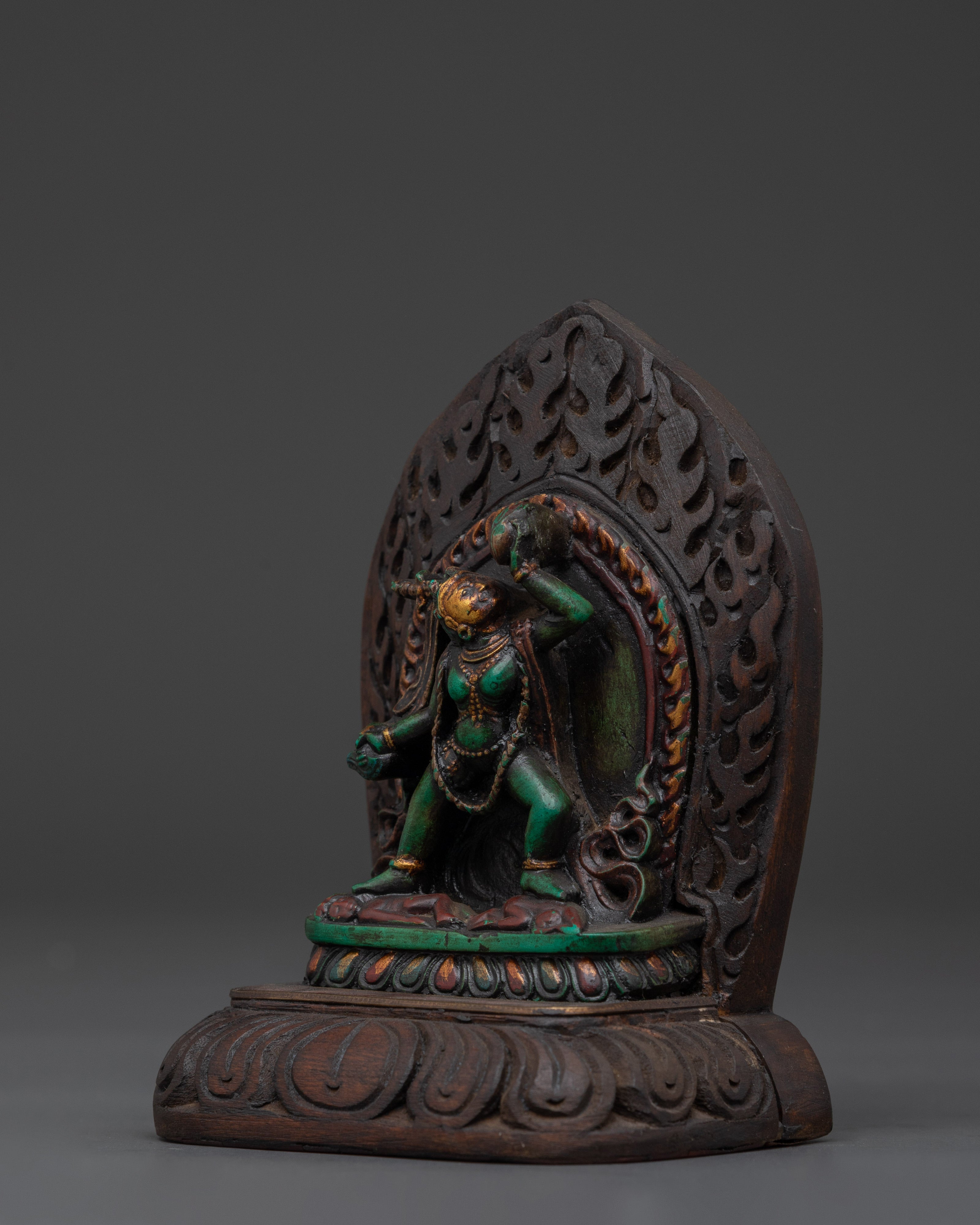 Vajrayogini Goddess of Wisdom Wooden Statue | Handcrafted Spiritual Artwork