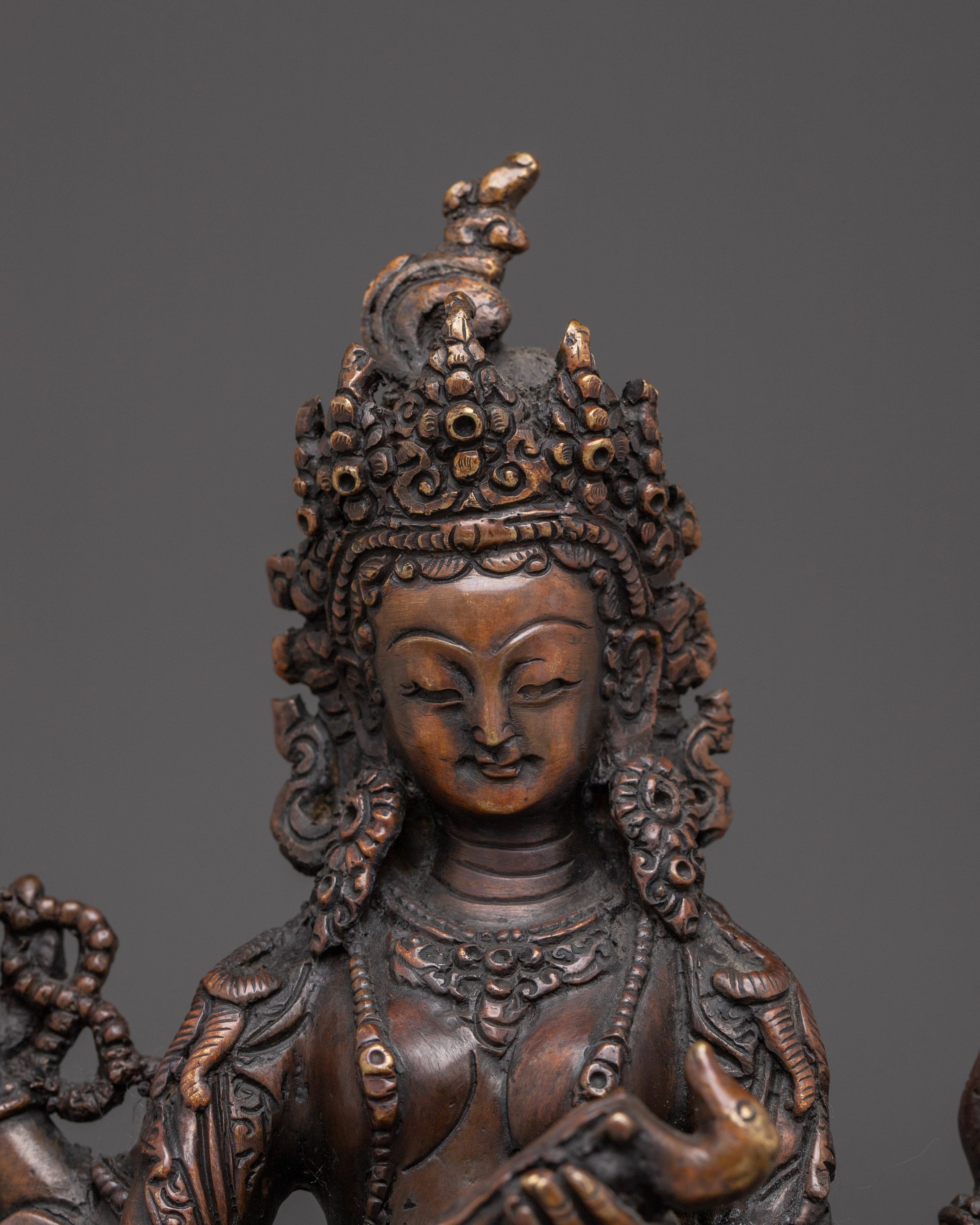 Oxidized Copper Saraswati with Veena Statue | Symbol of Wisdom and Knowledge