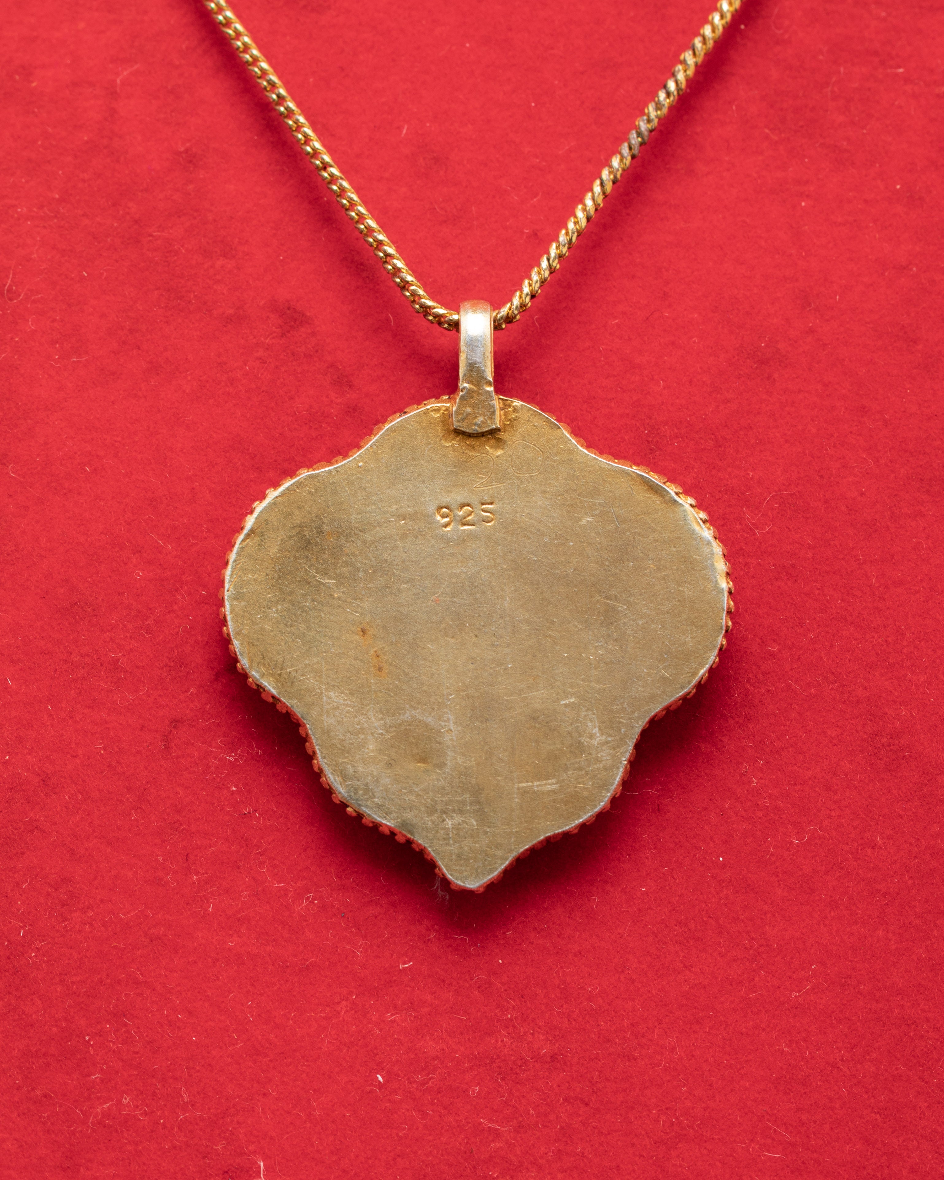 Handmade Gold Plated Turquoise Floral Pendant | Silver & Coral Stone Jewelry