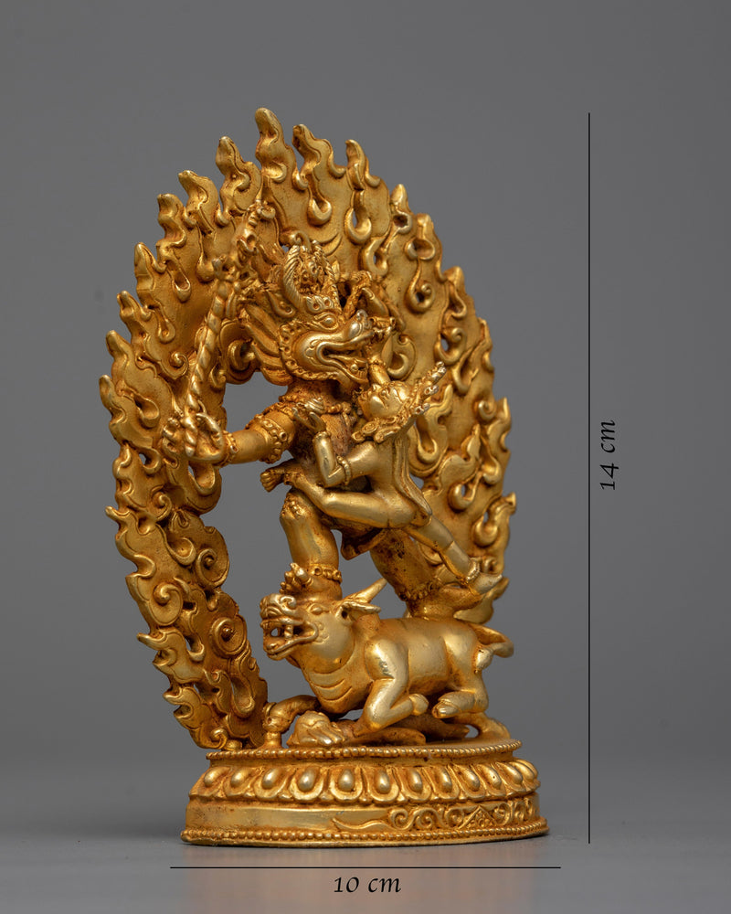 Gold Machine Made Yamantaka Statue | Symbolizing Wisdom and Compassion in Buddhist Tradition