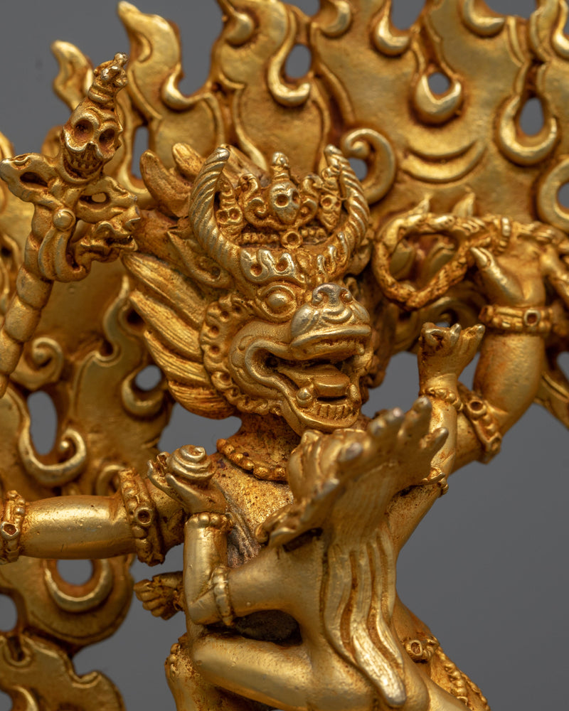 Gold Machine Made Yamantaka Statue | Symbolizing Wisdom and Compassion in Buddhist Tradition