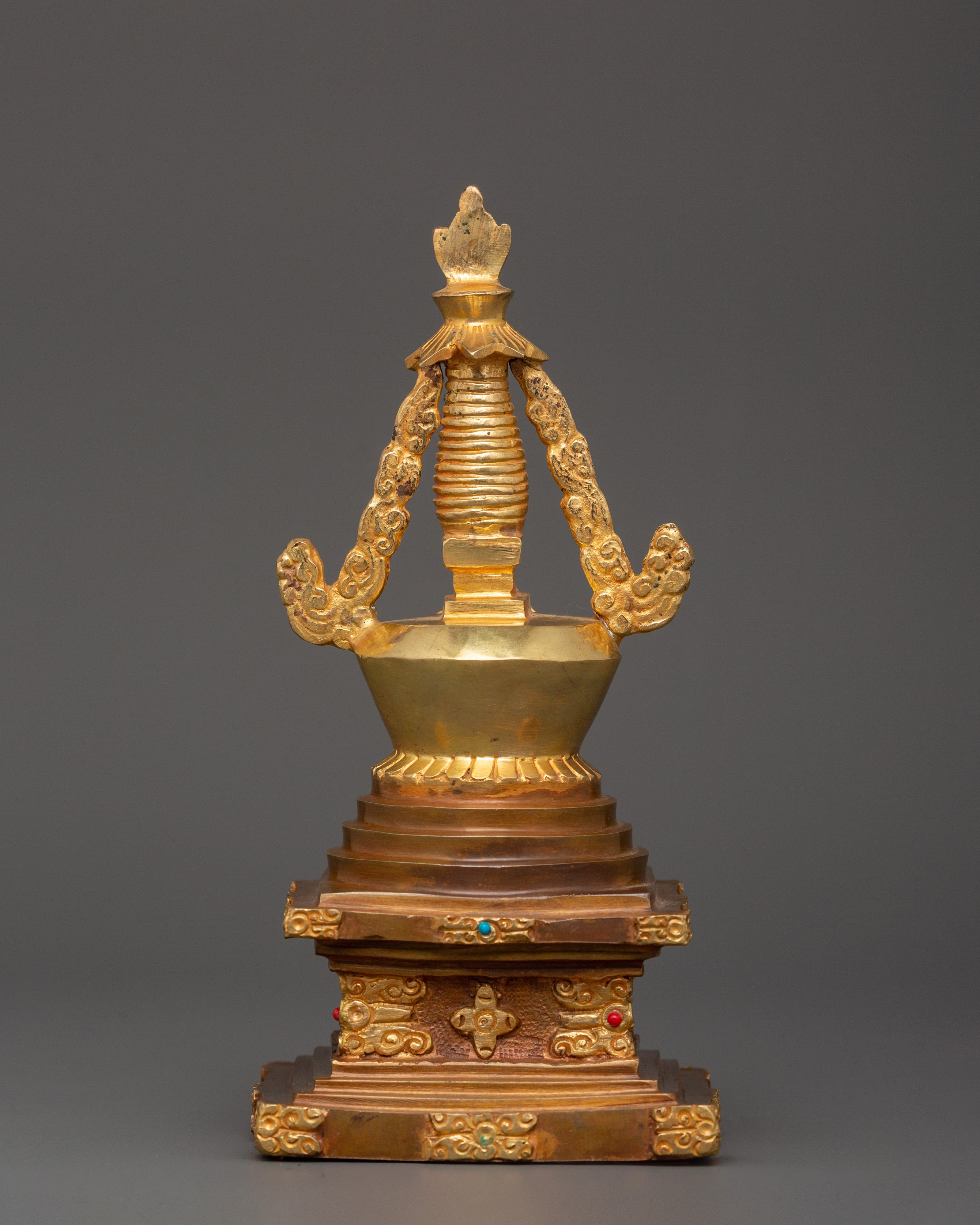 Sacred Tibetan Stupa Statue | Tibetan Buddhist Shrine Artifact