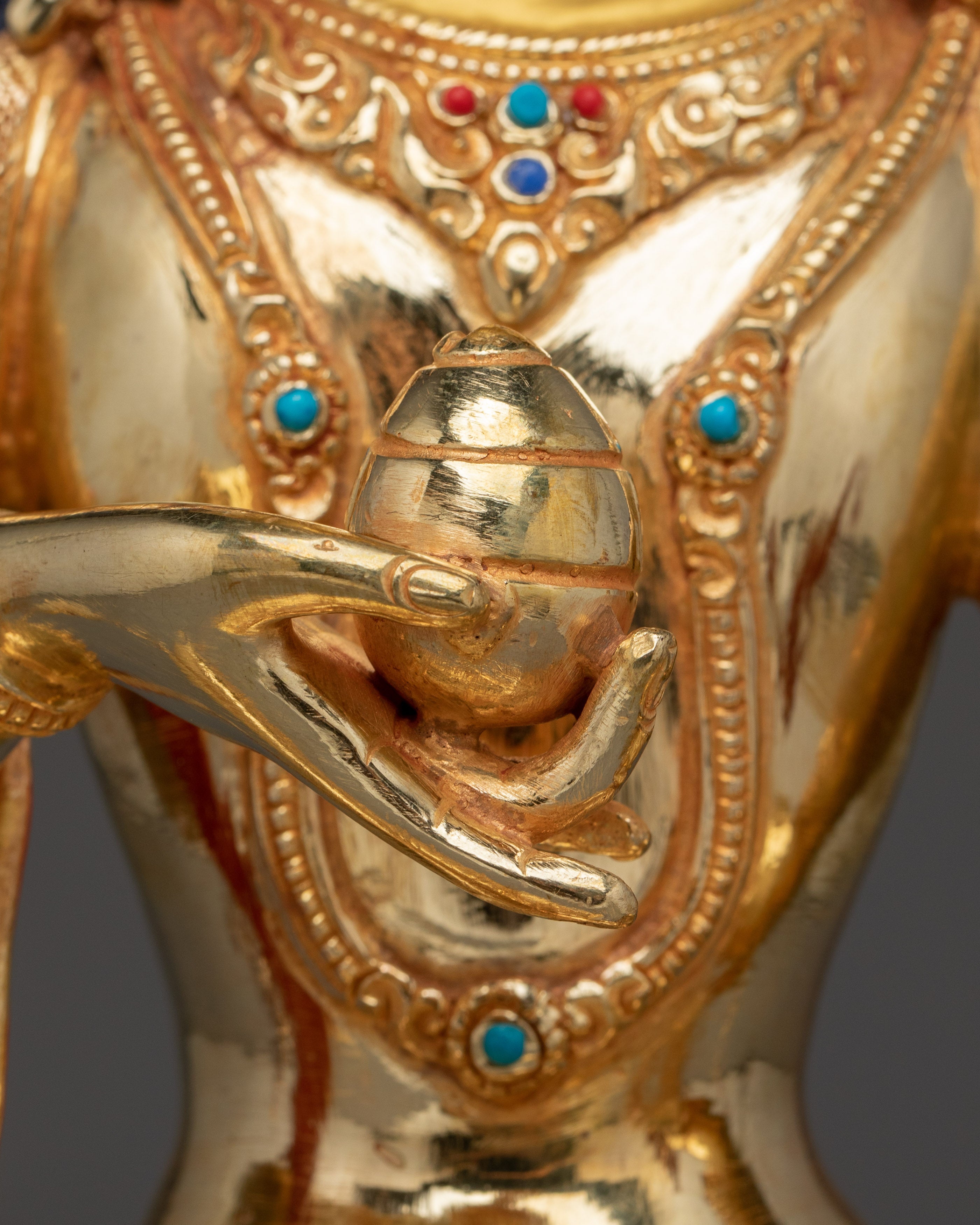 Gold Gilded Kshitigarbha Bodhisattva Statue | Buddhist Art for Shrine or Altar Decor