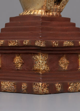 Gold-Plated Tibetan Stupa with Bronze Accents | Meditation and Spiritual Spaces