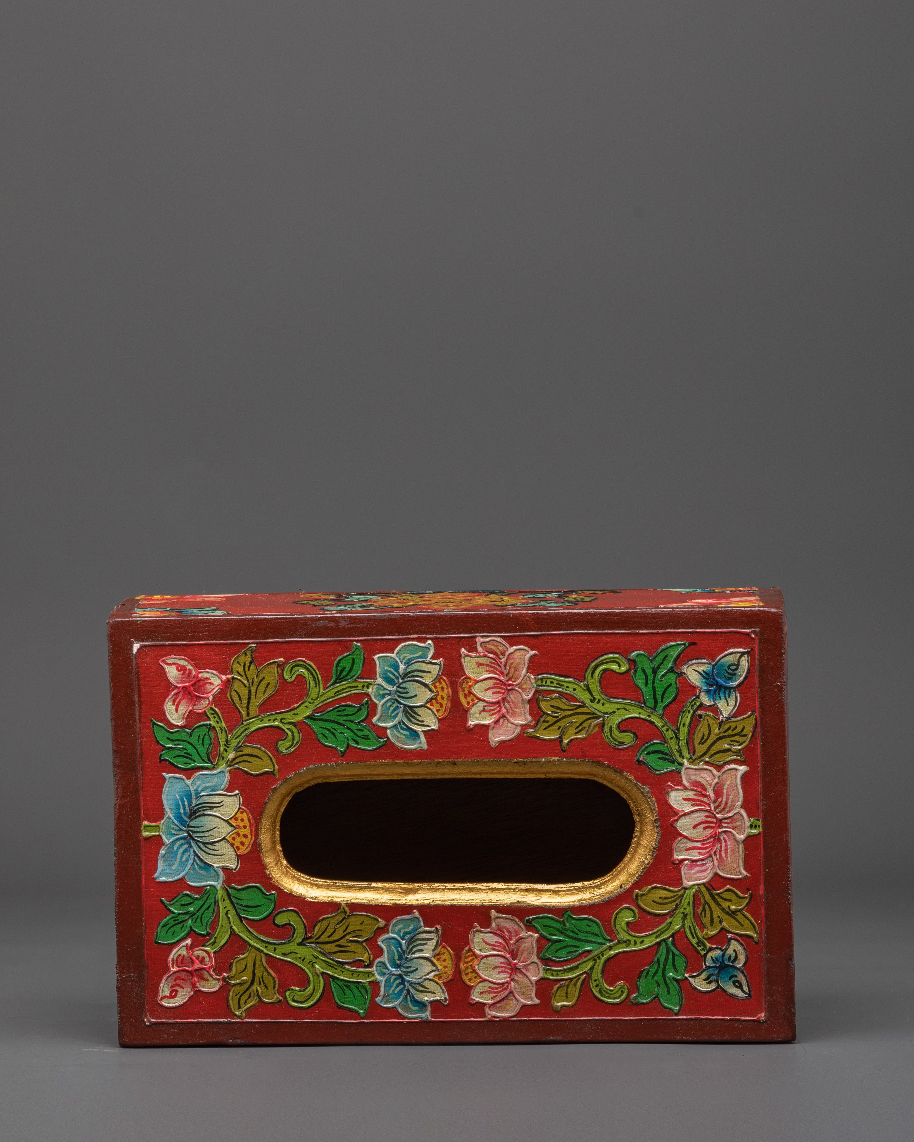 Wooden Tissue Box for Decor | Hand Painted Tibetan Art