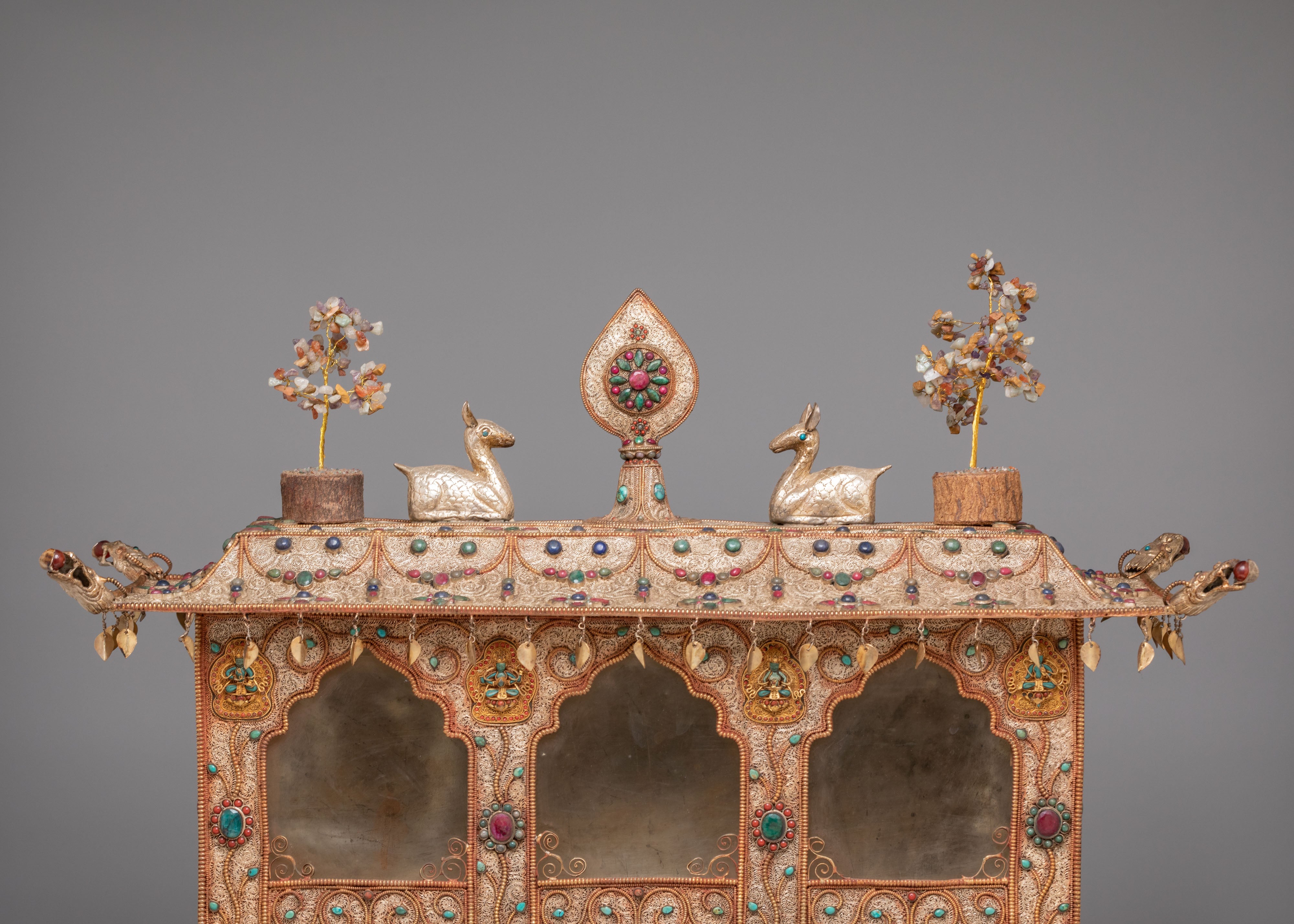 Handcrafted Altar Box | Copper Body, Gemstones, Silver Plating