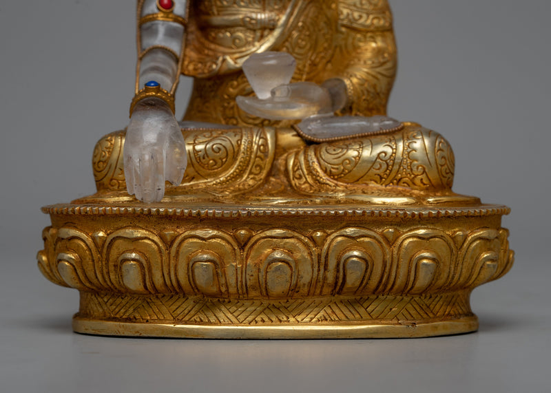 Crystal Copper Shakyamuni Buddha Statue | Exquisite Fusion of Precious Materials for Spiritual Elegance