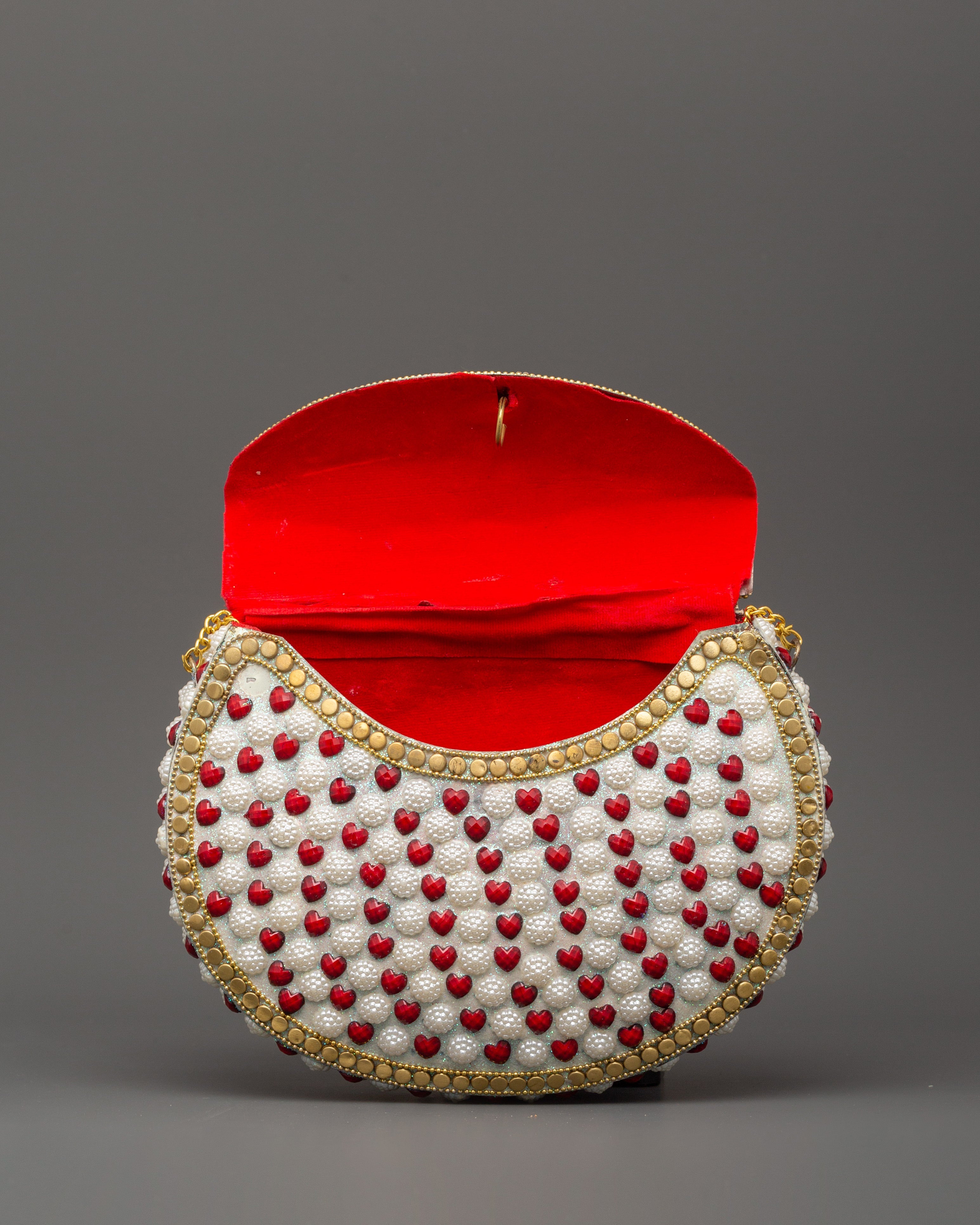 Handcrafted Pearl & Coral Side Bag | Decorative Bag