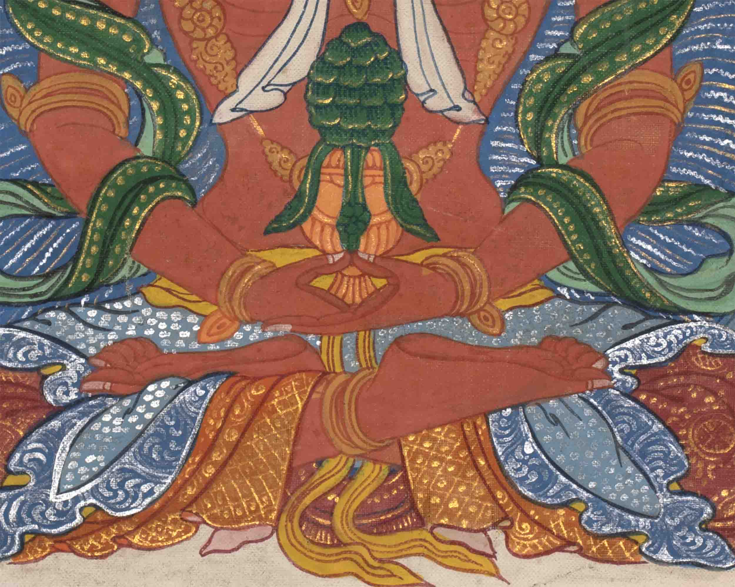 Vintage Amitayus Buddha With Soft Colors | Original Hand-Painted Tibetan Thangka Painting