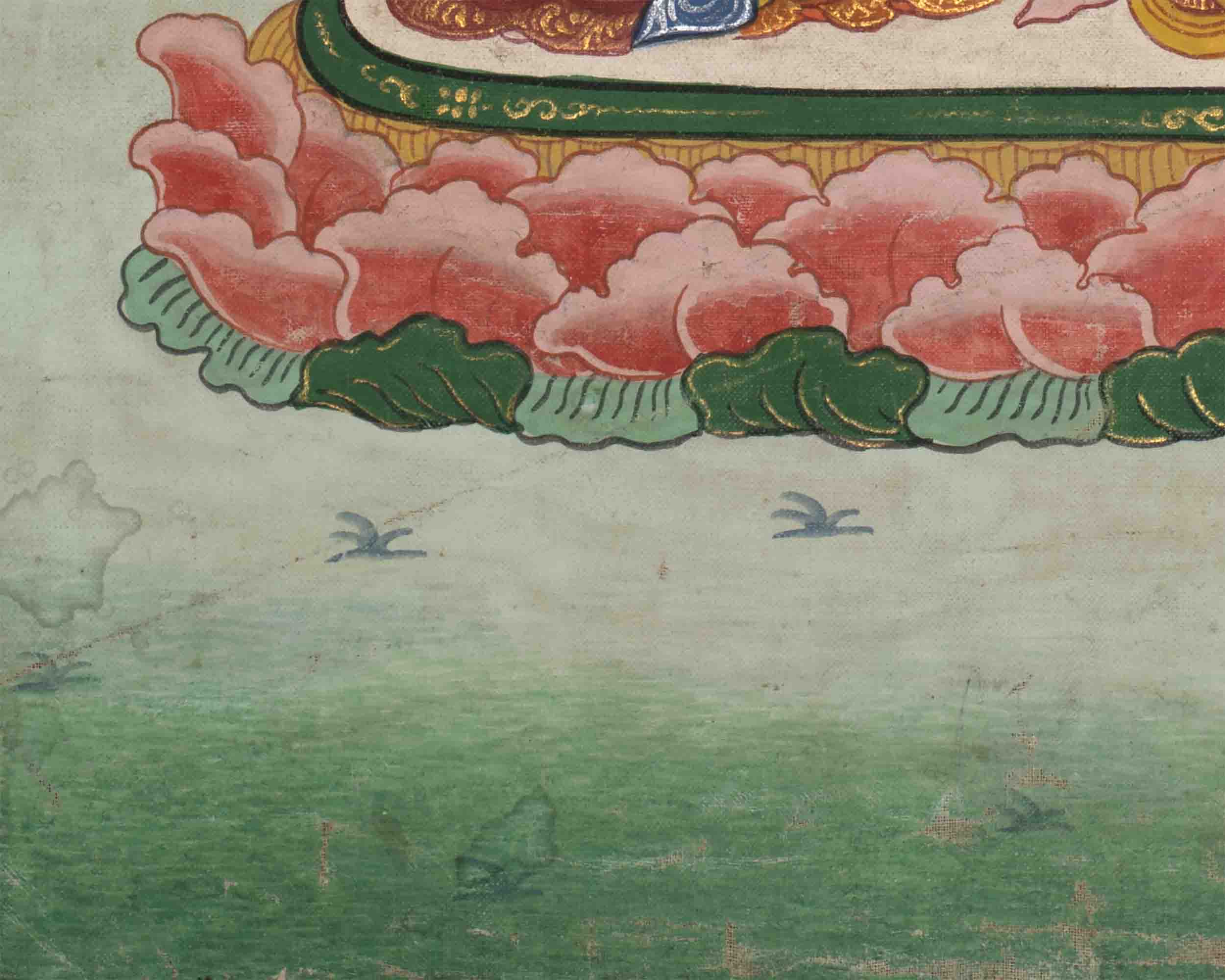 Vintage Amitayus Buddha With Soft Colors | Original Hand-Painted Tibetan Thangka Painting
