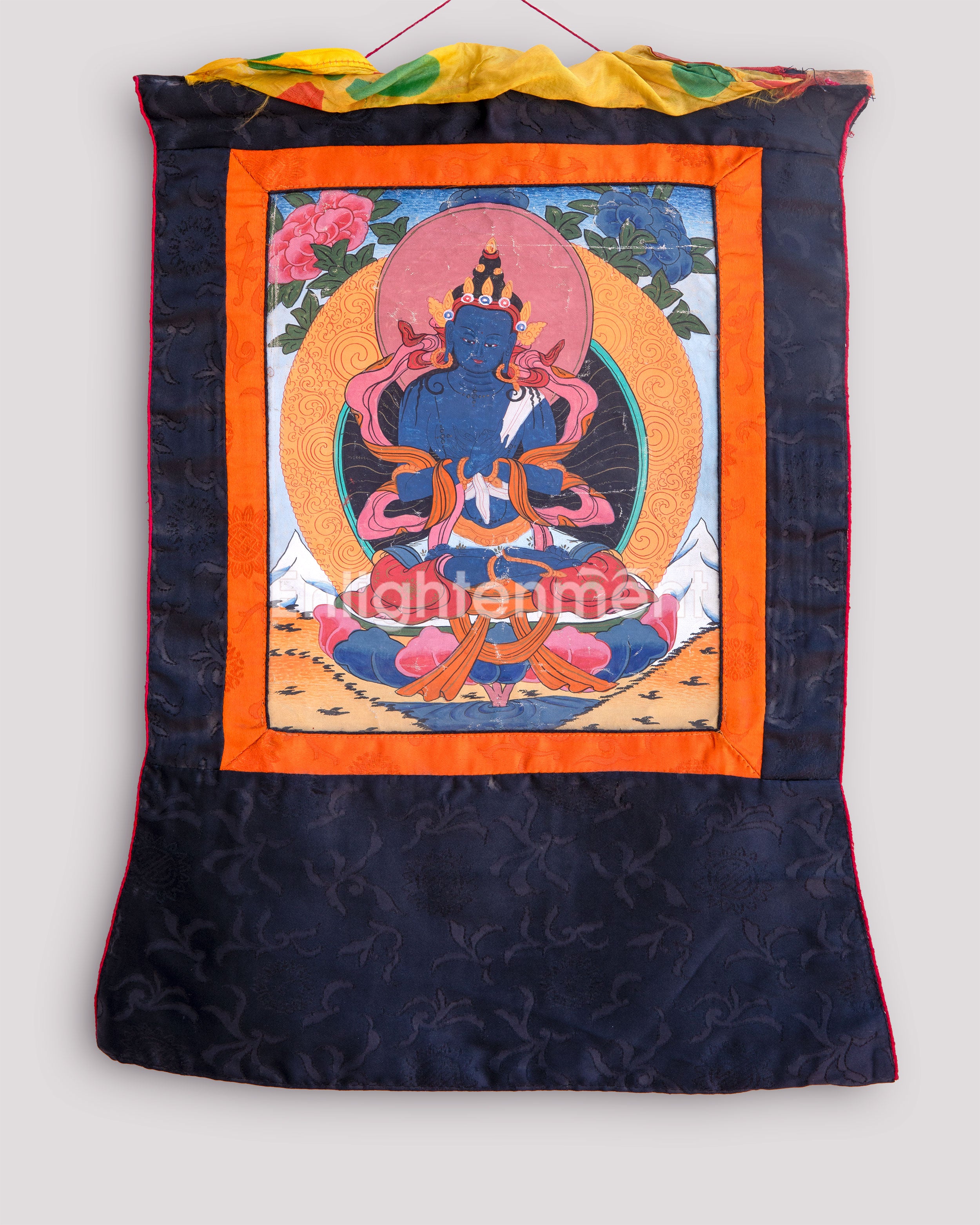 Vintage Amitayus Buddha Painting | Buddha of Longevity on Brocade