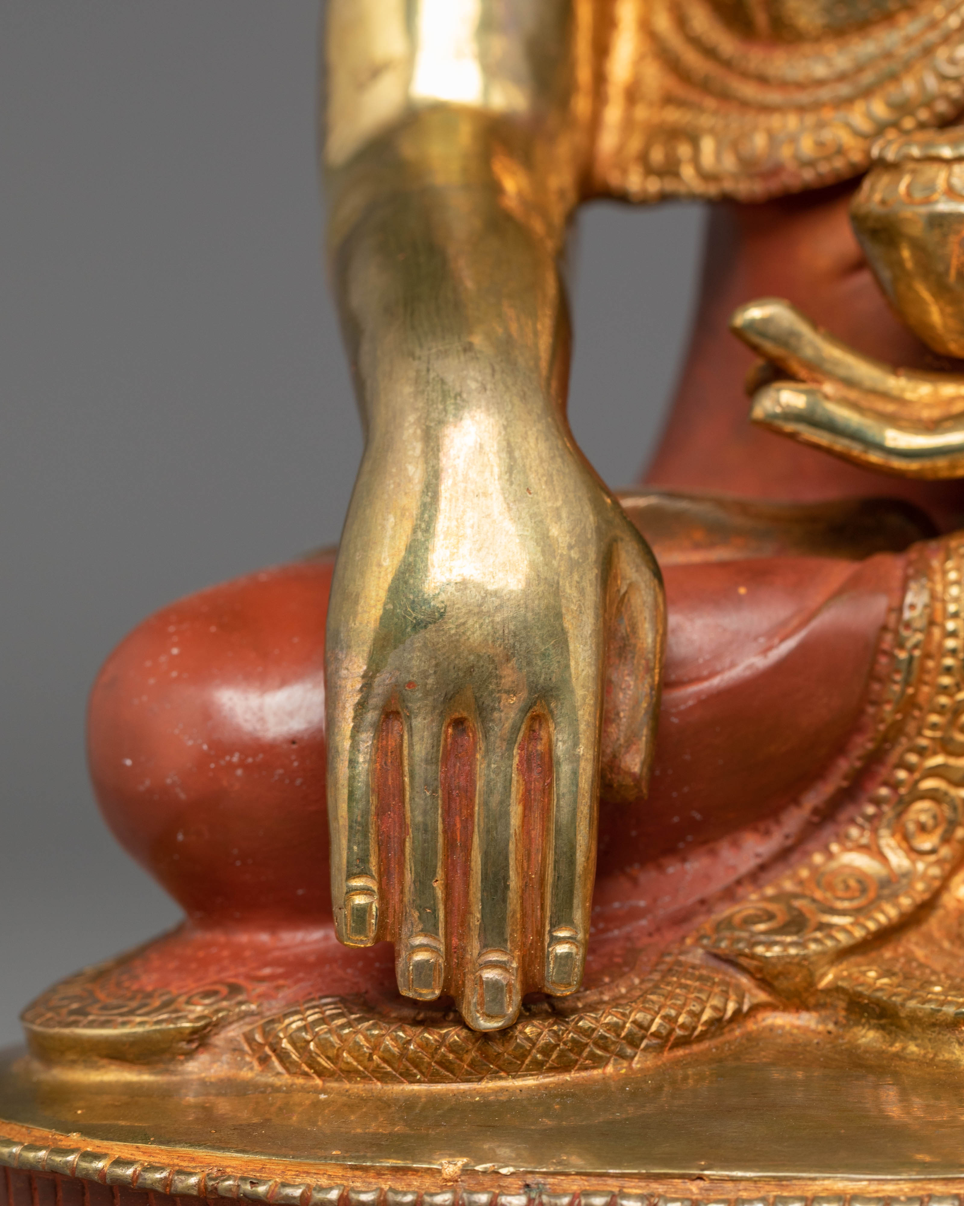 Tibetan Buddhist Statue of Shakyamuni Buddha | Statue with Turquoise and Coral